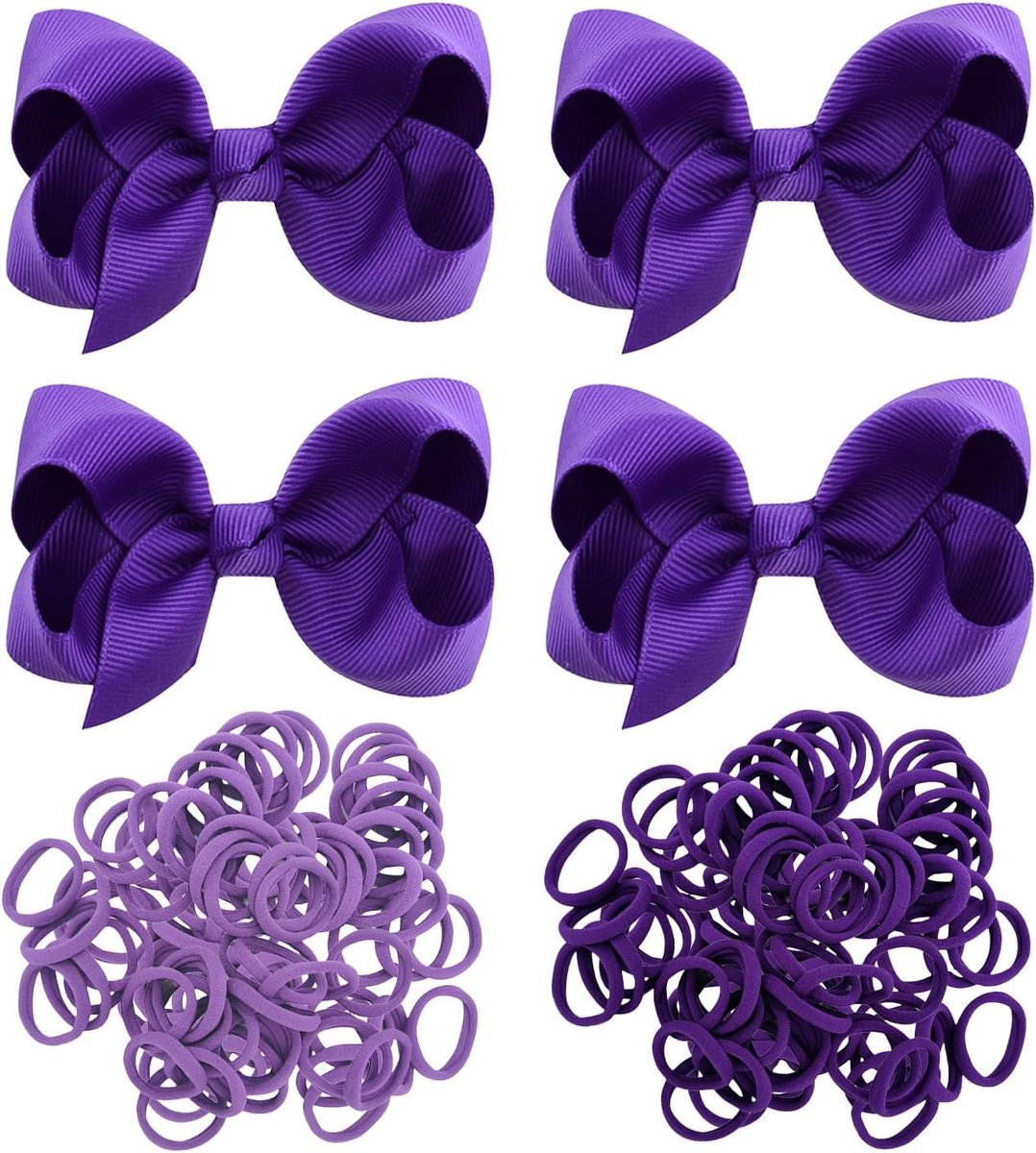 Haaraccessoires set - 4 paarse haarclips - elastische haarstrikken - ideaal voor dagelijks gebruik - ShopVlot