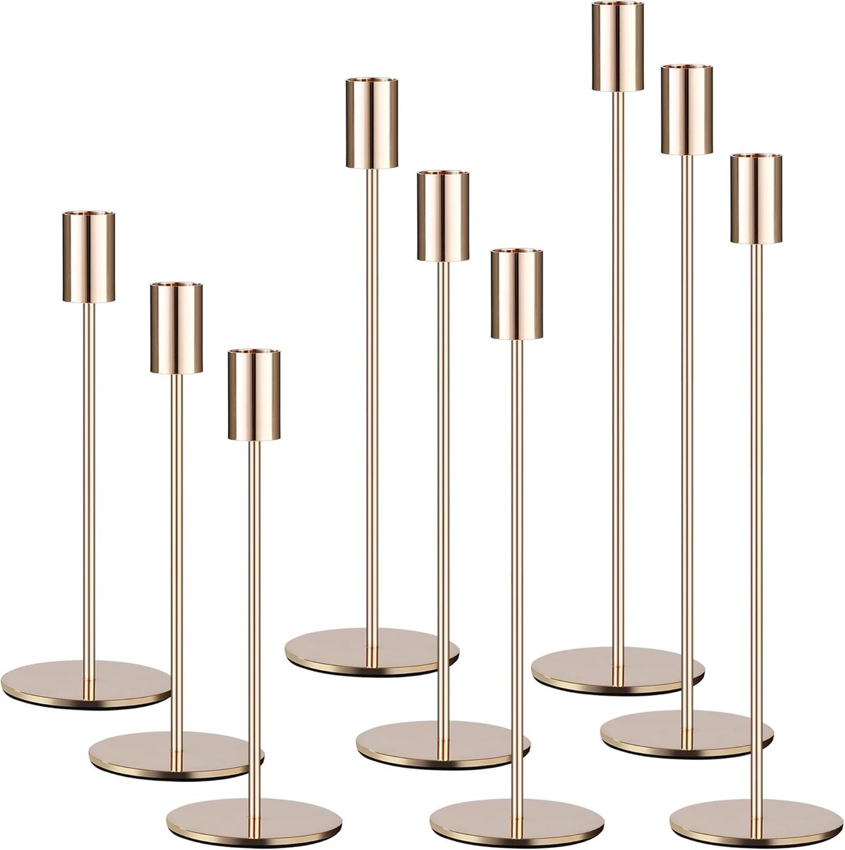 Cadeauhouder set van 9 - hoge metalen kandelaren - 33/28/23 cm - perfect voor bruiloften - ShopVlot