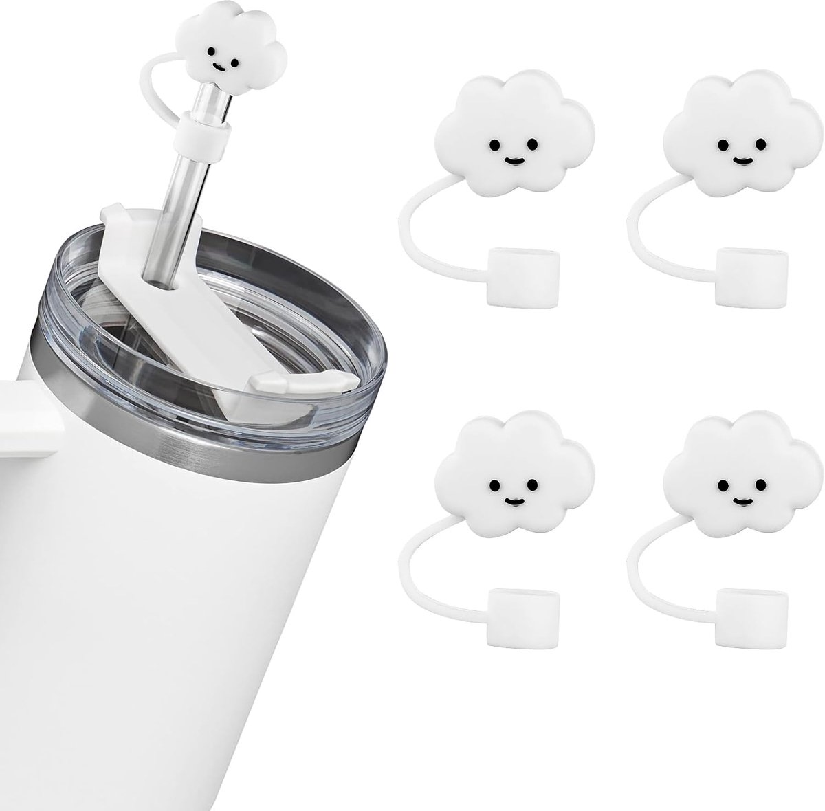 Herbruikbare Rietjes Covers 4 Stuks - Siliconen - Beschermend tegen stof - Voor 9-10mm Rietjes - ShopVlot