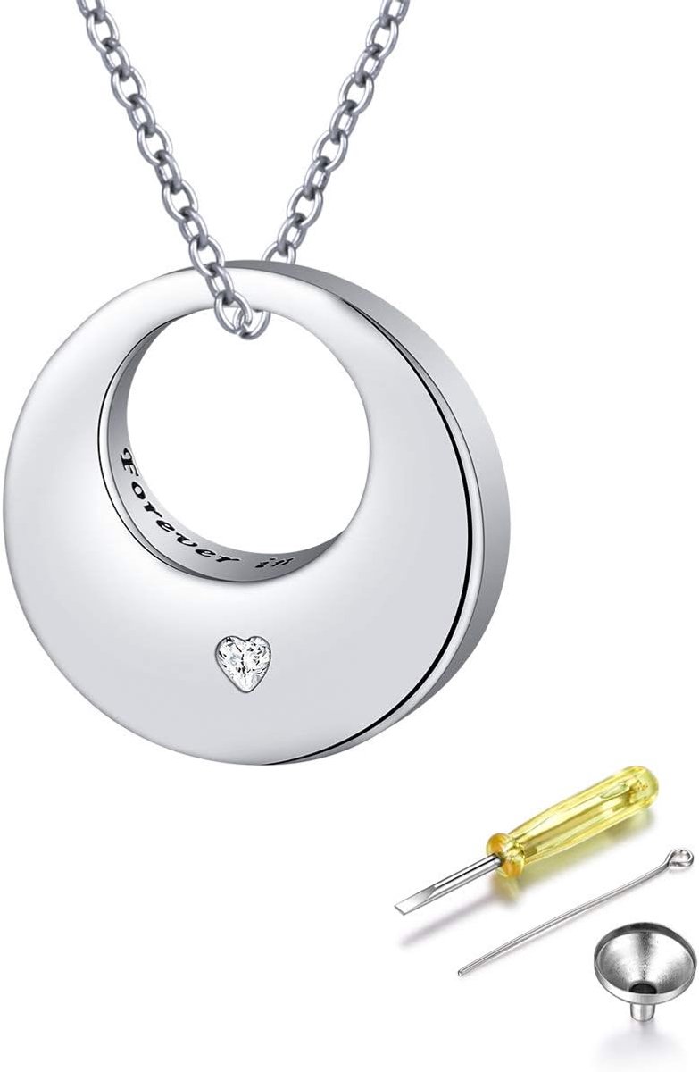 Urnenhalsketting voor as - 925 sterling zilver - verstelbare lengte - eeuwige herinnering voor altijd in mijn hart - ShopVlot