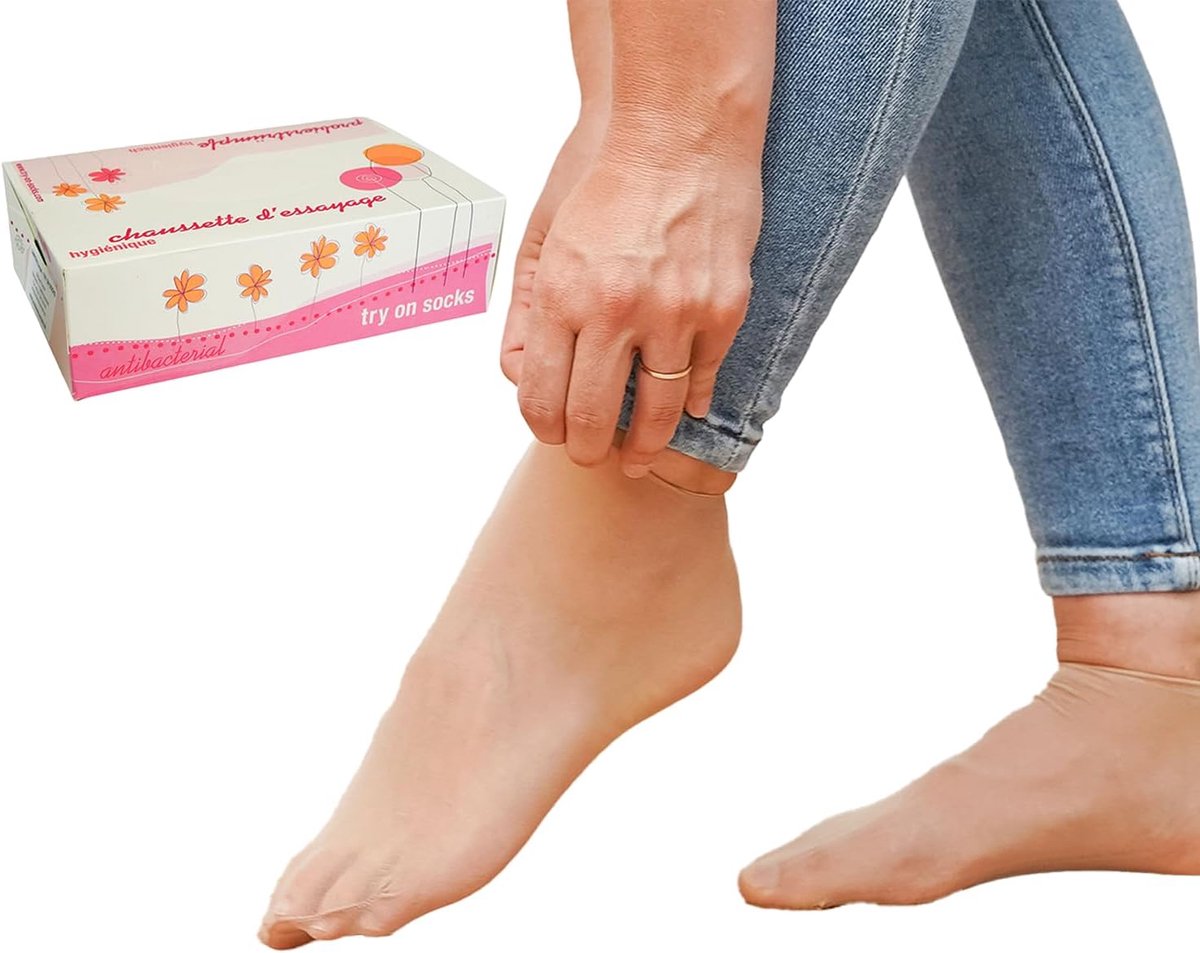 Beachers trial stockings Beige - Wegwerpsokken voor schoenproeven - Unisex one size - ShopVlot