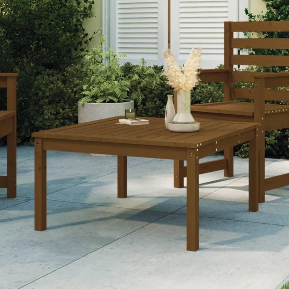 Houten Tuin Tafel - Buitenmeubel Bijzettafel - Gezellig Buiten Zitten - Massief Hout - 82.5 x 82.5 x 45 cm