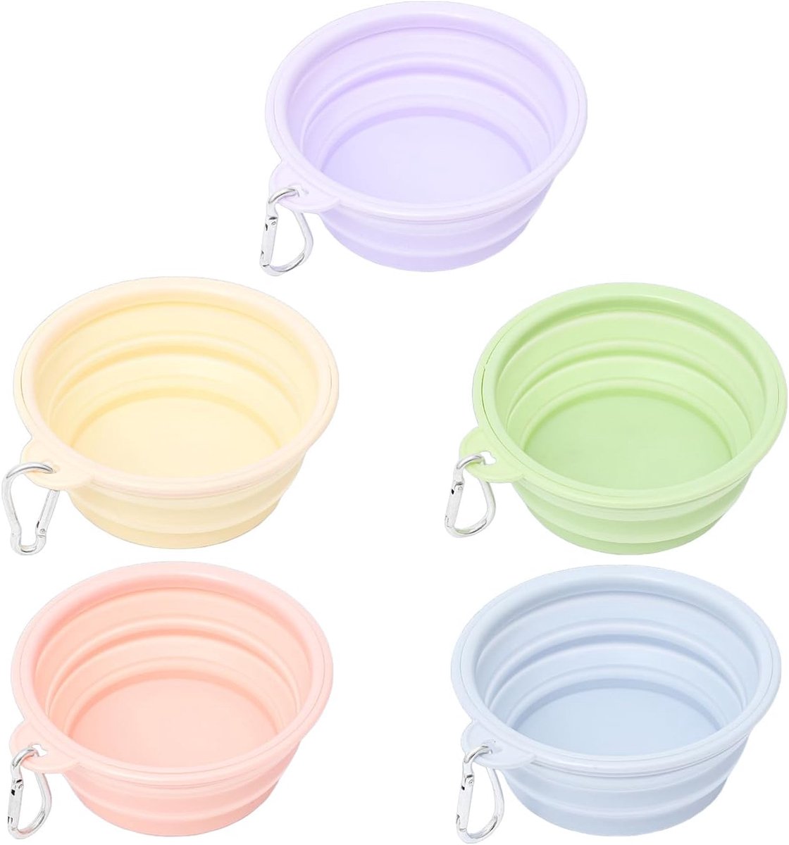 Vouwbare honden- en kattenkommen - 5 stuks silicium - met slot - ideaal voor onderweg - ShopVlot