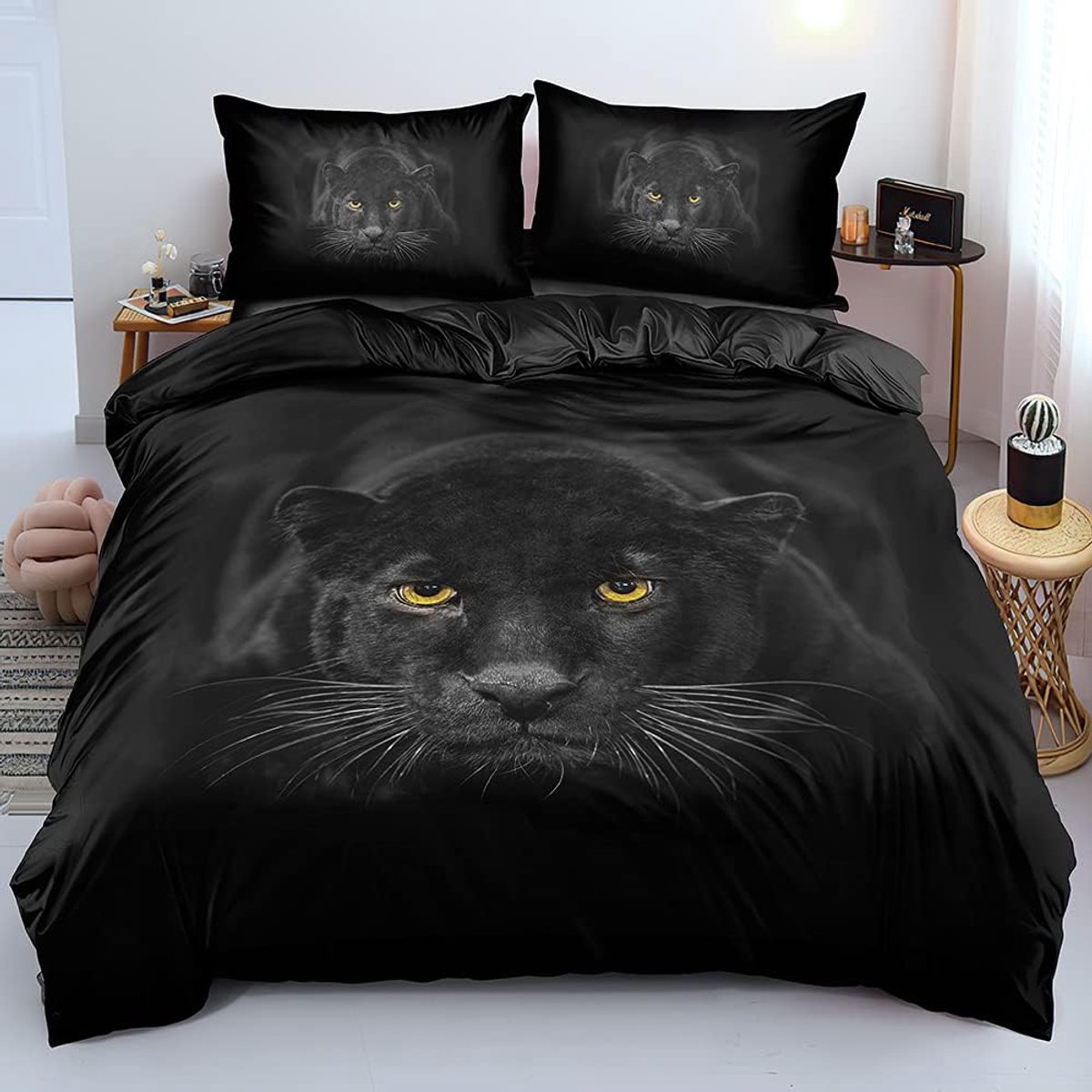 Dekbedovertrek 220 x 240 cm - 3D Effect Luipaard - Zachte Microfiber - Ideaal voor een Comfortabele Nachtrust - ShopVlot