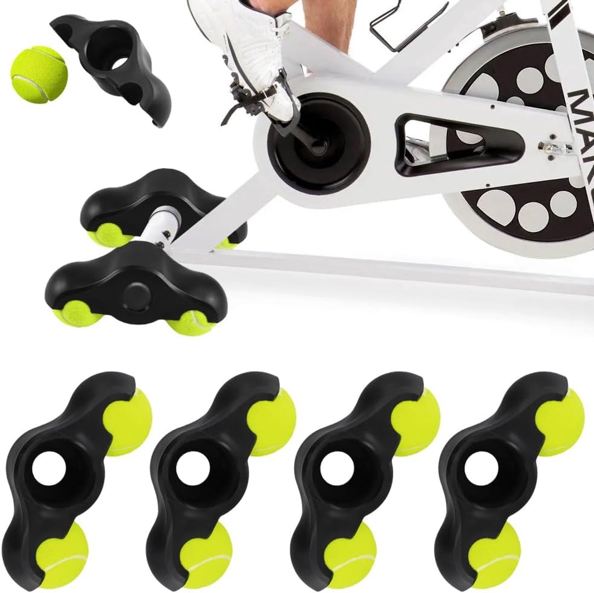 Rocker plate voeten set - 4 stuks - tennisbal adapters - schokabsorberend voor indoor cycling - ShopVlot