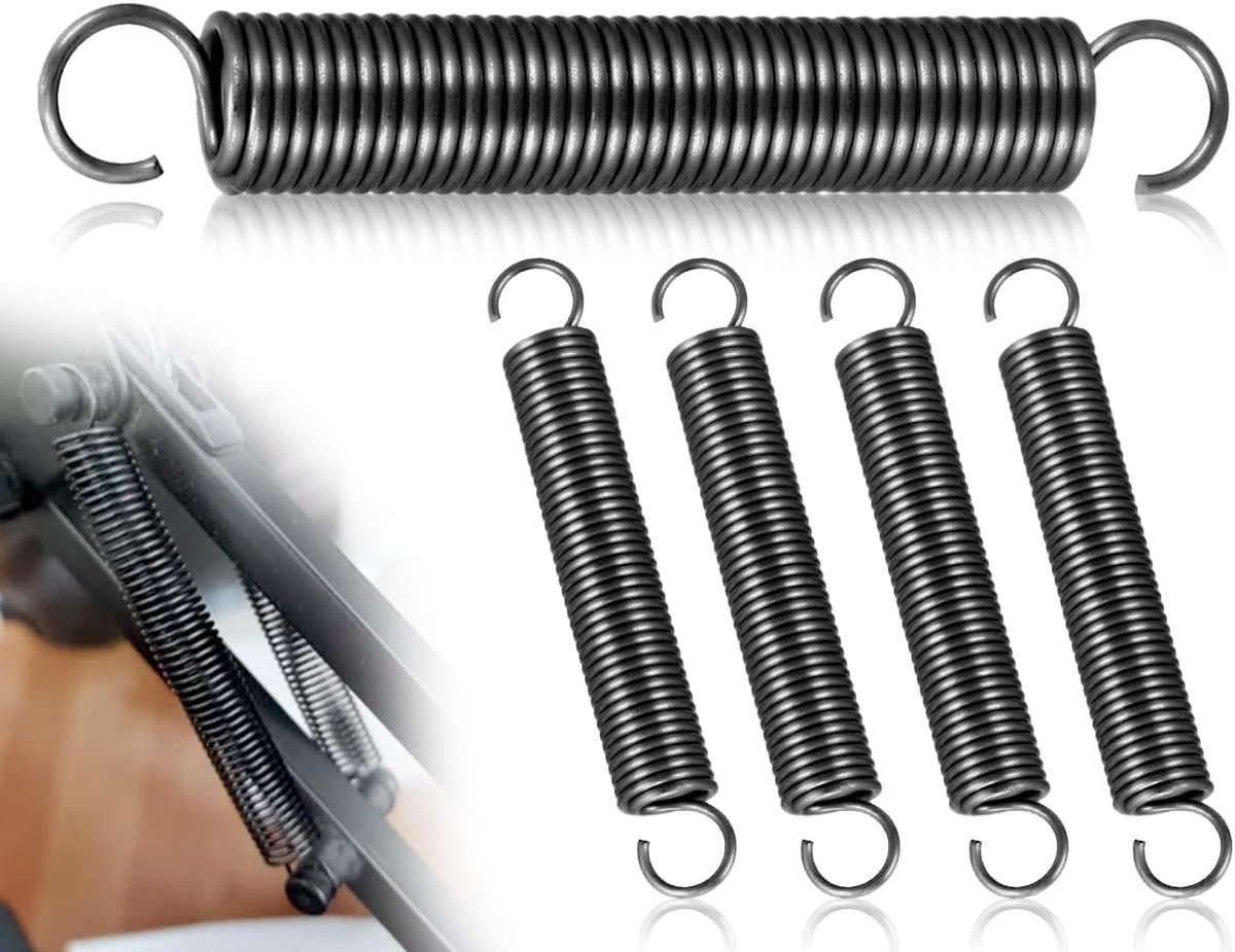 SnelShoppen - 4 Stuks Zwarte RVS Spiraalveren met Haken, Dubbele Haak Stalen Draad, Vrije Lengte 70mm, Buitendiameter 10mm, Draaddiameter 1.2mm, Voor