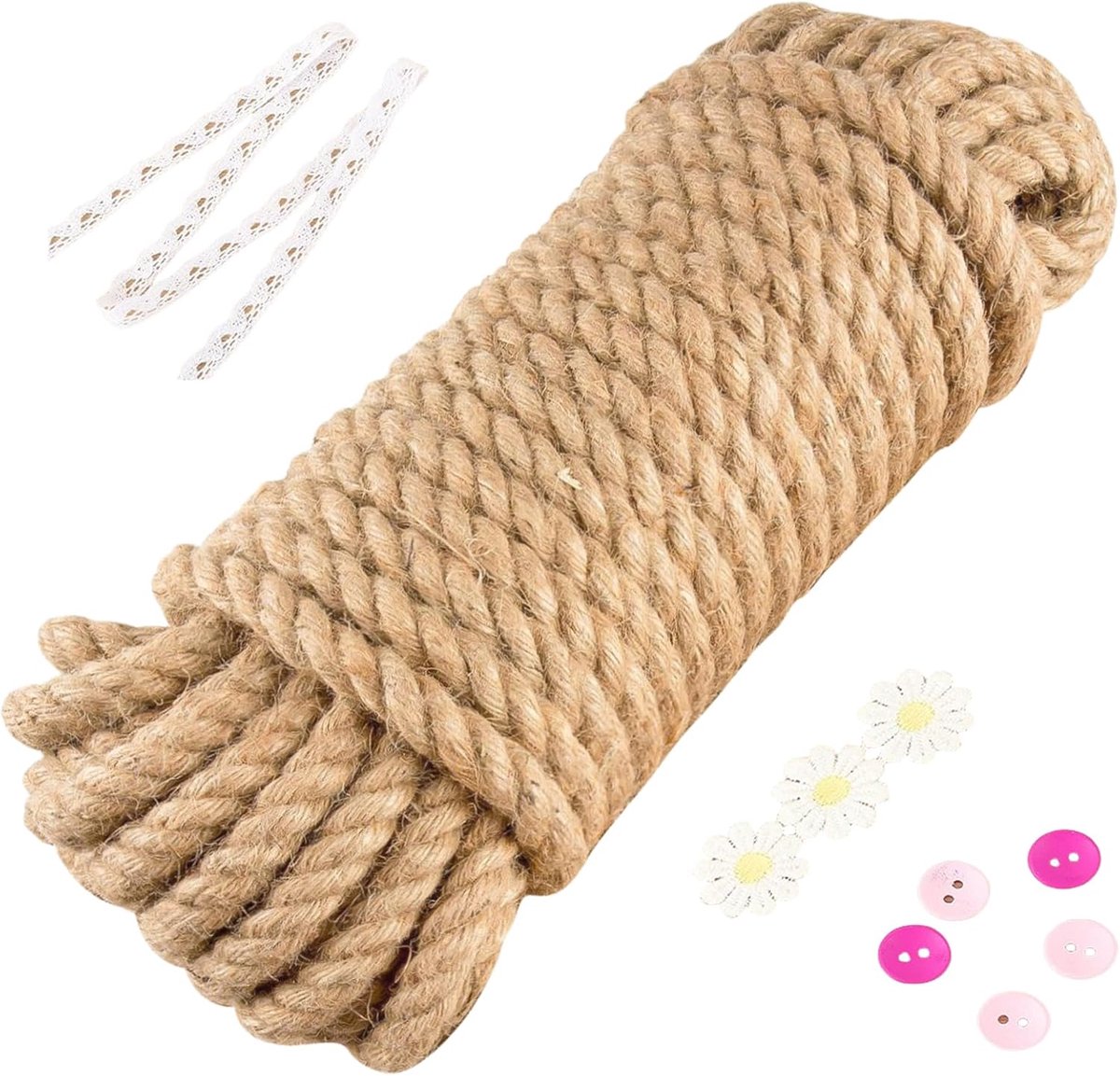 Jute touw 10 mm - natuurlijke hennep - sterke vezels - ideaal voor tuin en decoratie - ShopVlot