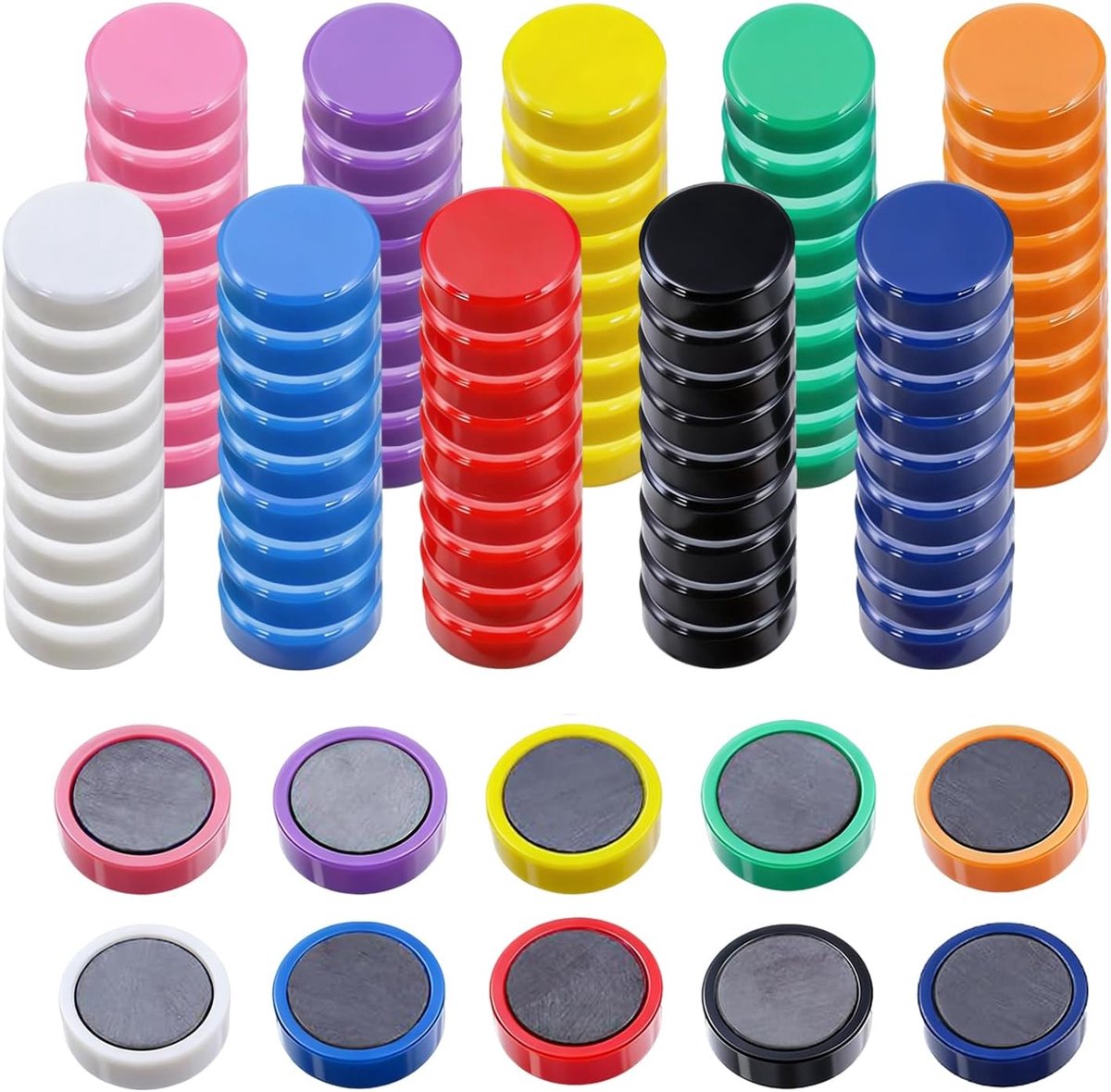 Kleine ronde magneten 30 stuks - sterke kleuren - 6 varianten - voor school en koelkast - ShopVlot