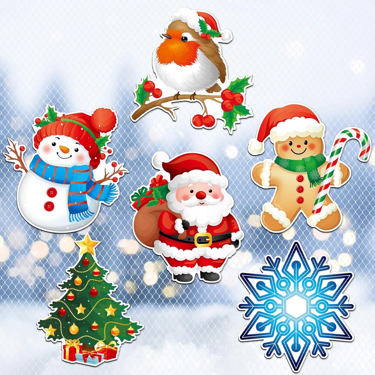 Magnetische Deurstickers 12Stuks - Winter Kerst Decoratie - Dubbelzijdige Flexibele Stickers - Beschermt Tegen Dieren - ShopVlot