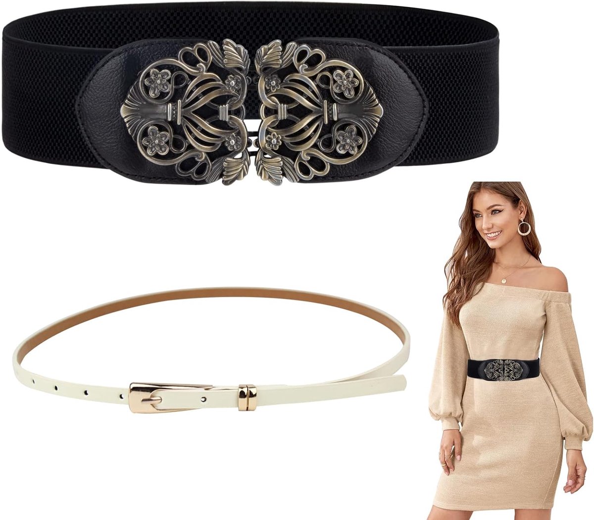 Vrouwen elastische tailleband - vintage brede stretchband - retro kleding riem - accentueert de taille - ShopVlot