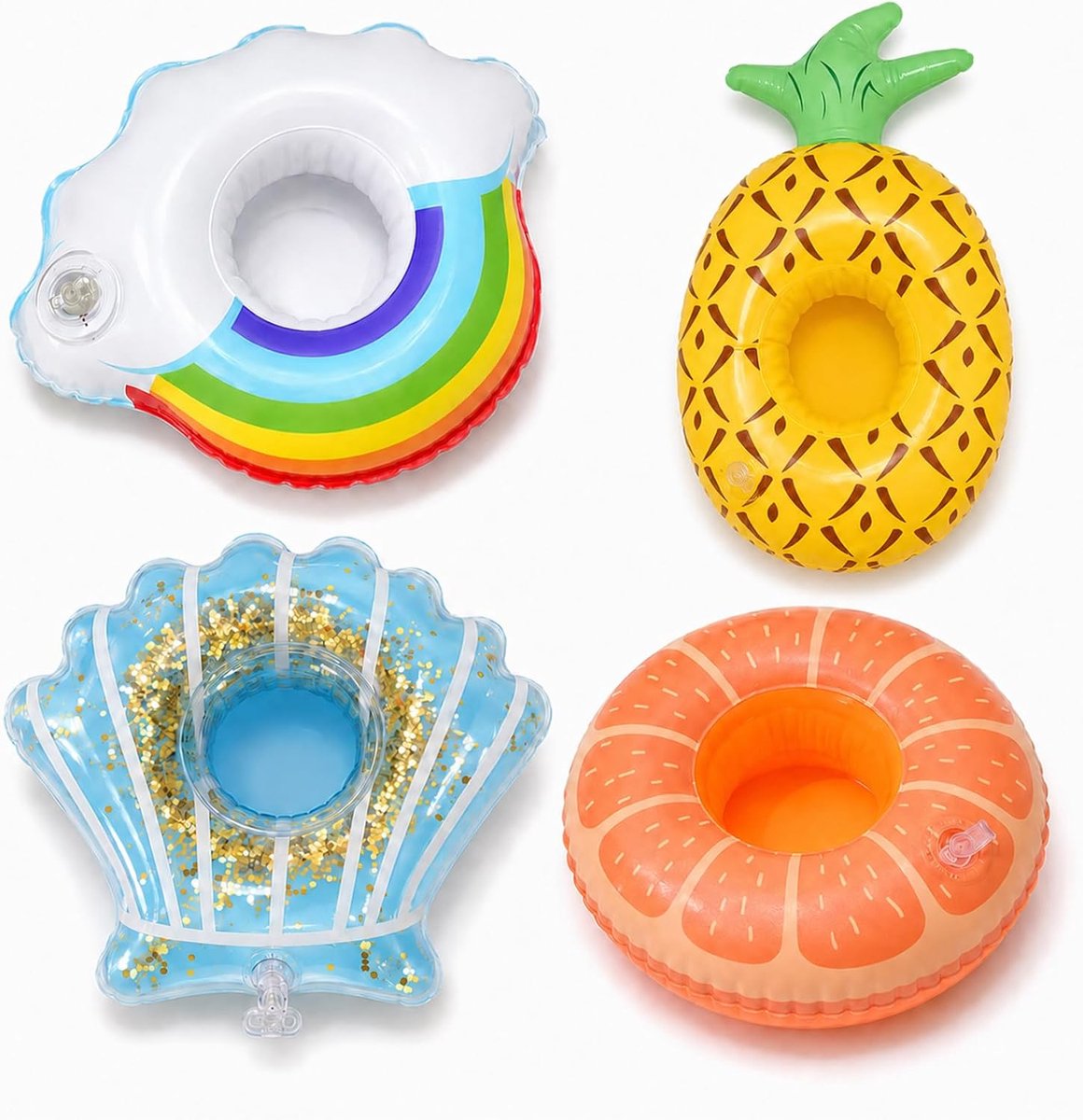 Opblaasbare bekerhouders 4 stuks - Drijvend PVC - Waterdicht - Ideaal voor zwembadfeesten - ShopVlot