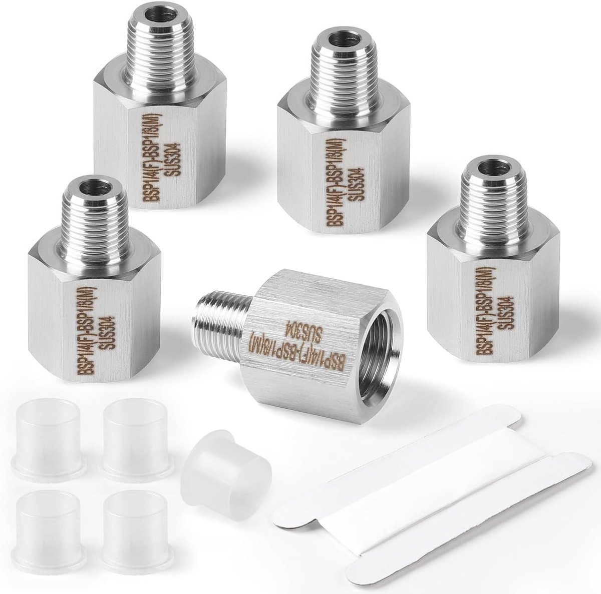 Reducerende hex connector 1/4 inch BSP - 1/8 inch BSP - roestvrij staal 304 - voor betrouwbare verbindingen - ShopVlot