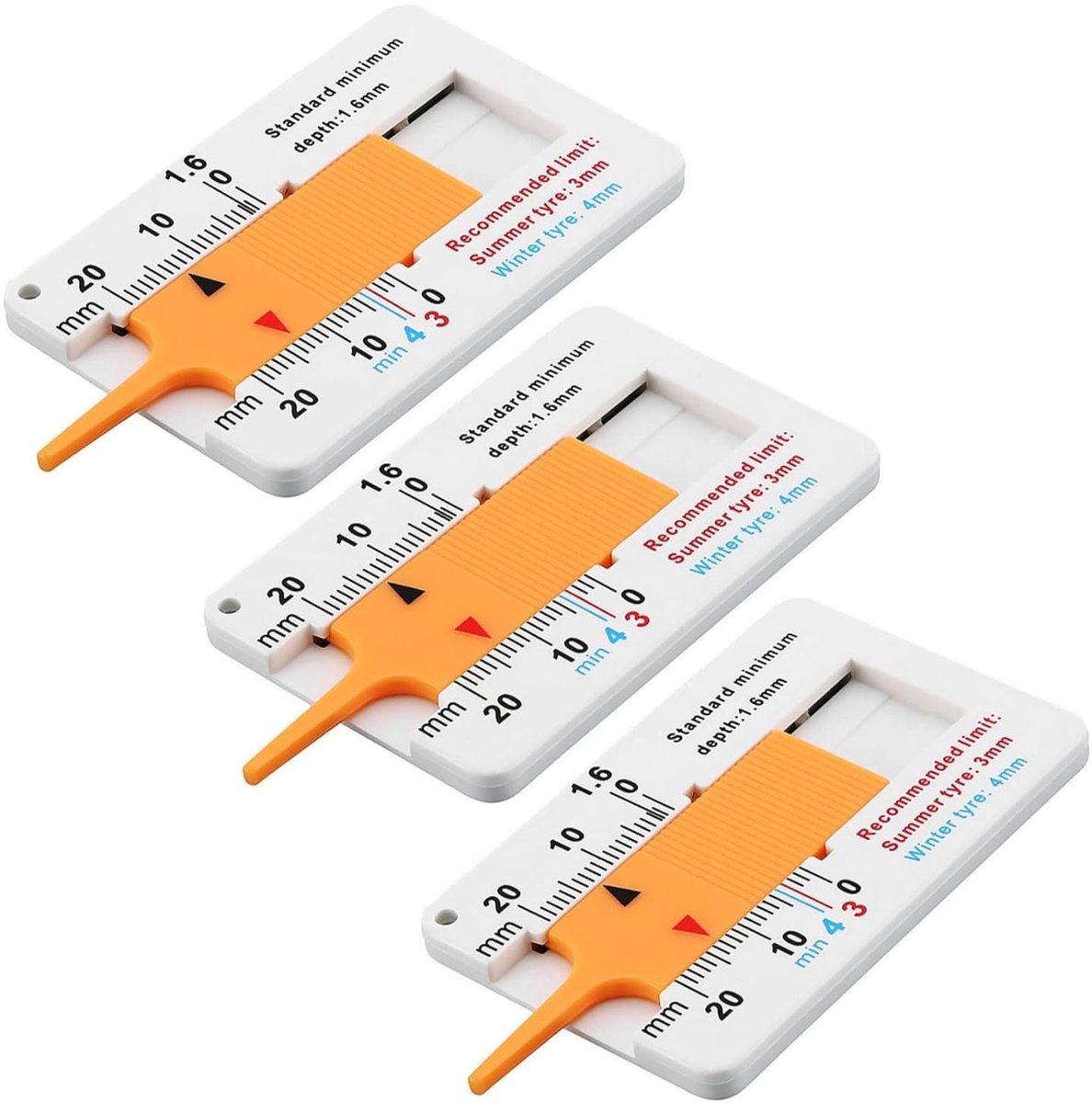 Tread depth gauge 0-20mm - kunststof - compact en lichtgewicht - eenvoudig in gebruik - ShopVlot
