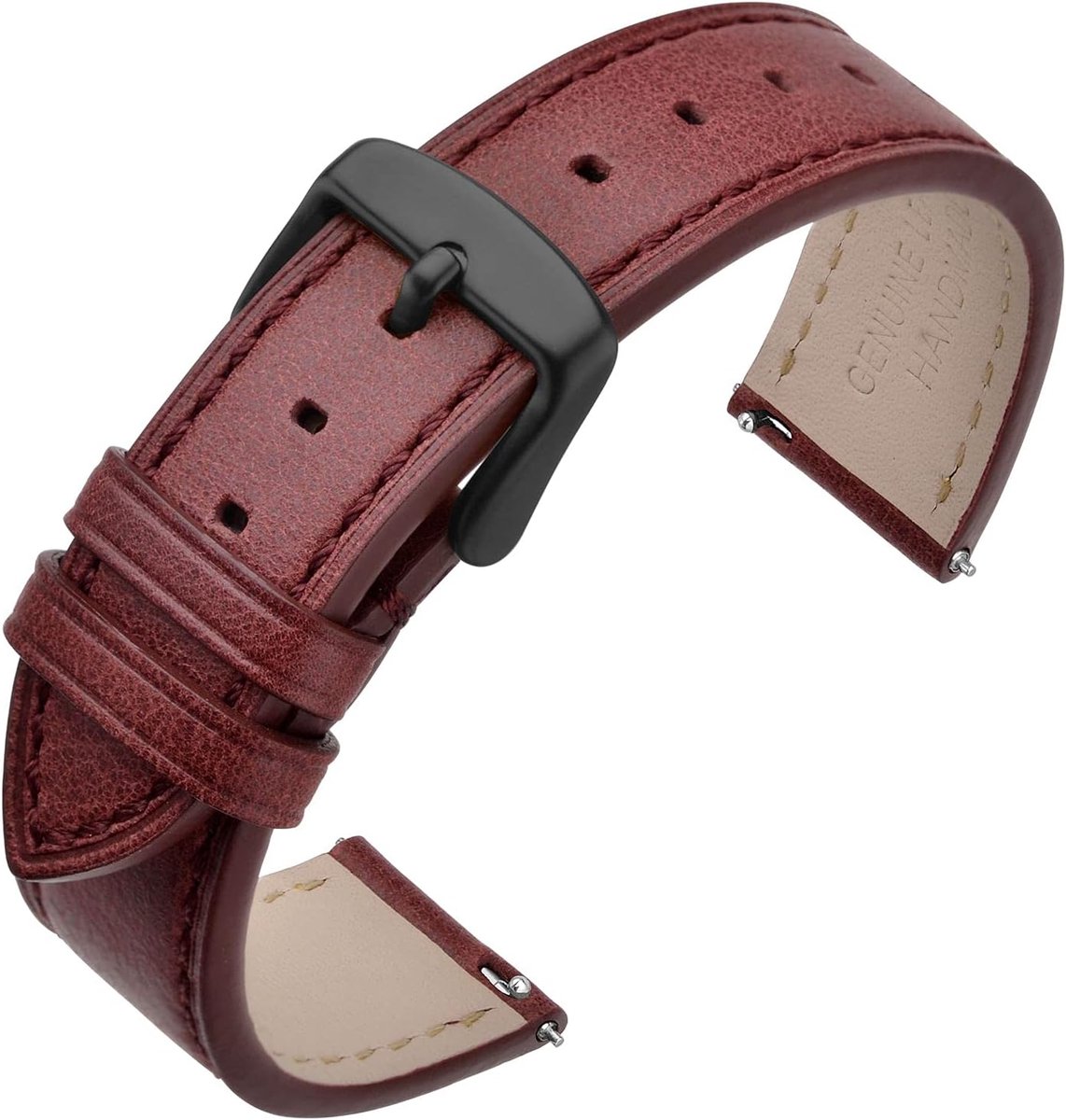 Horlogeband 18mm - Klassieke olie-wax leren horlogestrap - Rood met zwarte gesp - Stijlvolle upgrade voor je horloge - ShopVlot