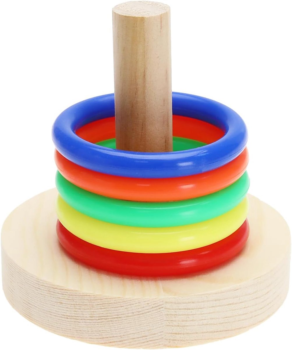 Vogel Speelgoed - Houten Parrot Training Toy - Kleurige Stapelringen - Vermindert verveling - ShopVlot