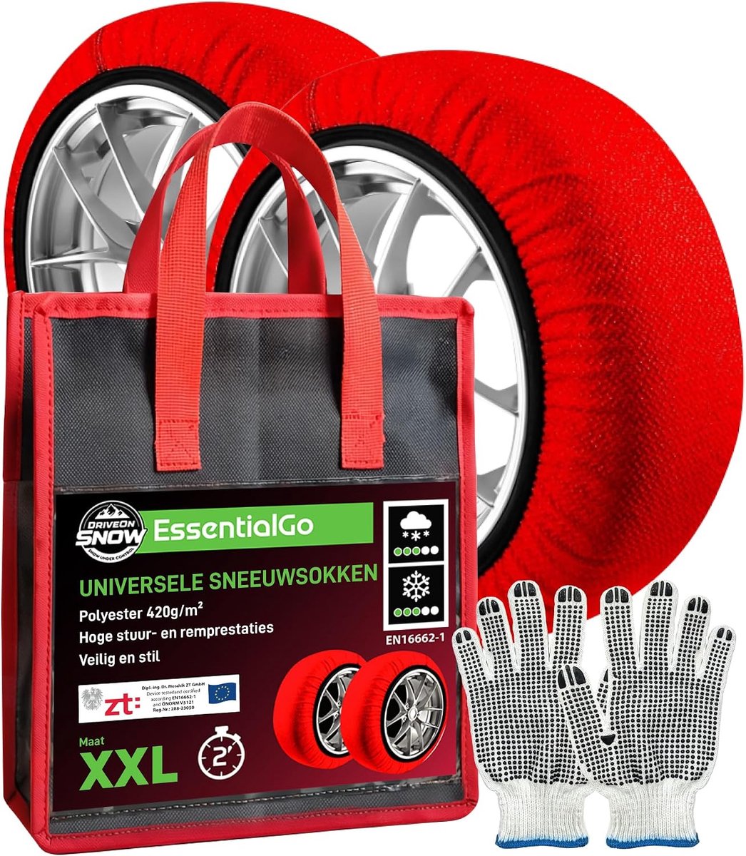 Sneeuwsokken auto camper XXL - Polyester - Snelle montage in 2 minuten - Ideaal voor incidentele sneeuwval - ShopVlot