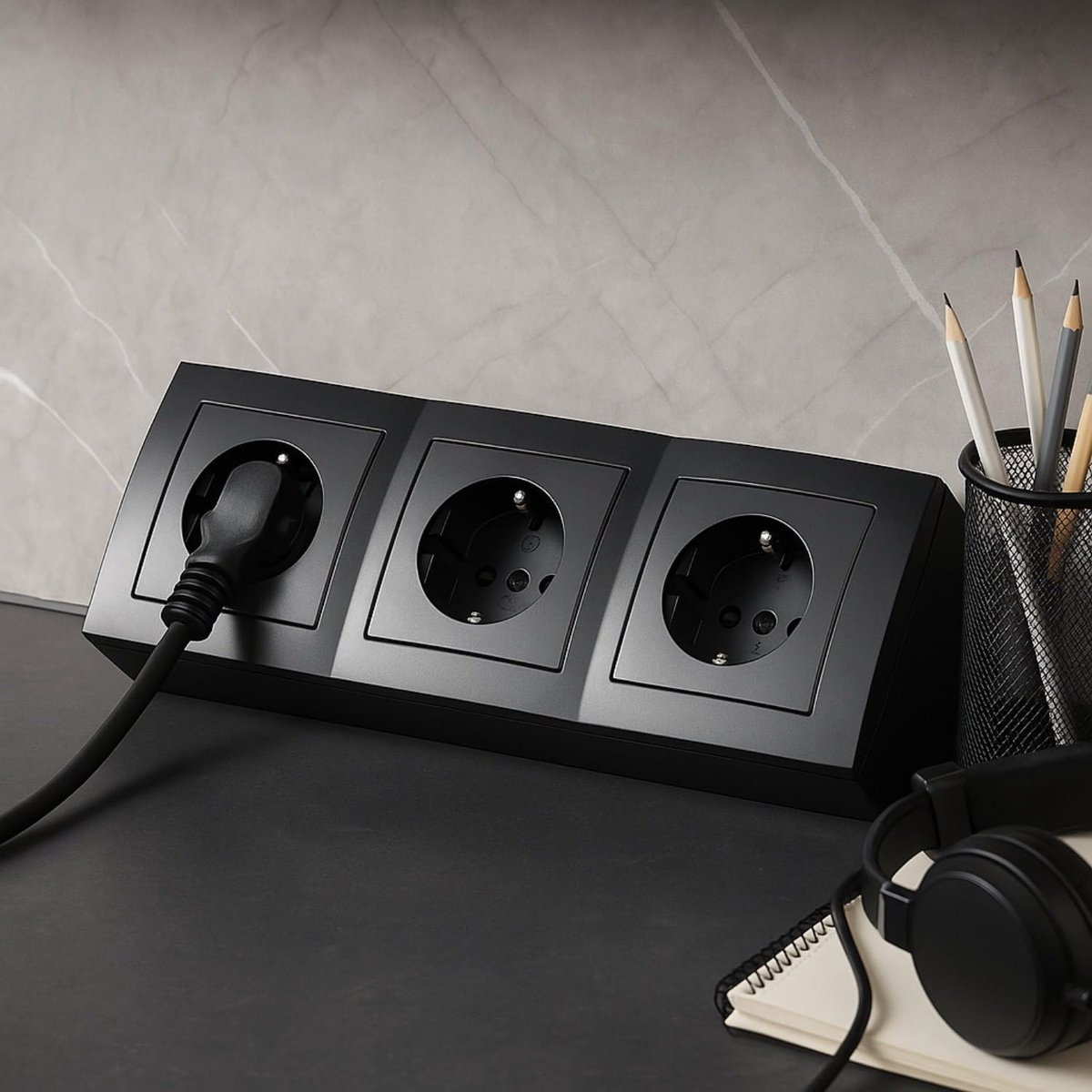 Power Strip 3-Way Power Cord T1 Series Anthracite - ShopVlot