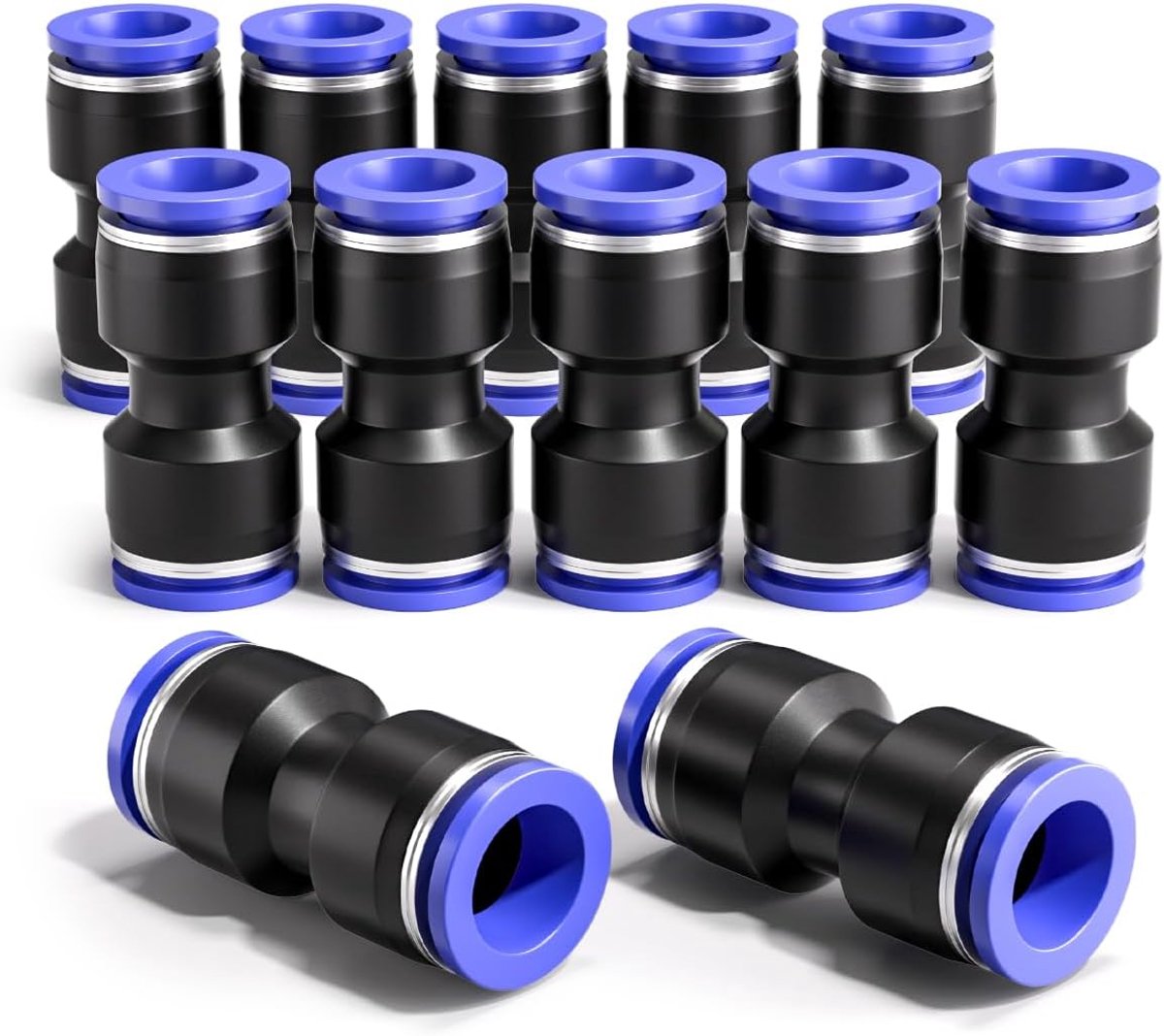 Bwintech 12 Pcs 6mm Straight Push in Connect Pneumatic Fitting, 2-Way Plastic Quick Release PU Air Line Adapter - ShopVlot