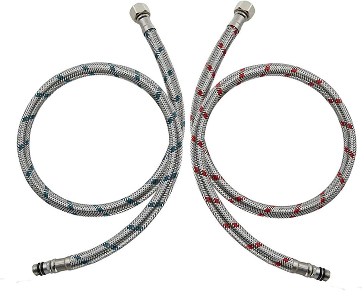 2 Pieces Connection Hose Fixture, G3/8, 60 cm, Water Hose, Flexible Hose, Extension Tap, Connection Hose, 3/8 Inch x - ShopVlot