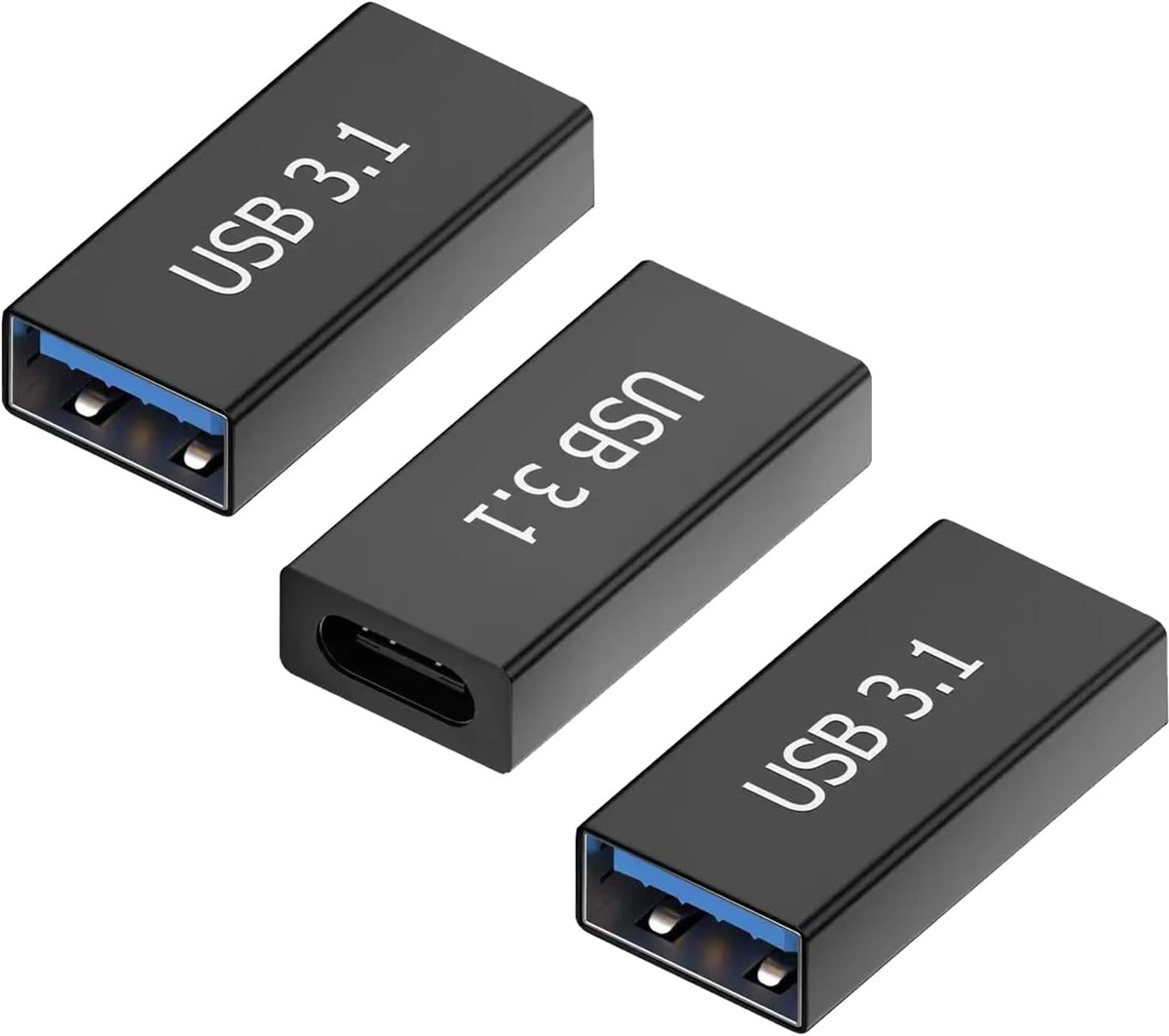 3 Pcs USB C Jack to USB 3.0 Socket, Converter USB 3.1 High Speed Fast Charging Audio Output Compact Plug and Play - ShopVlot