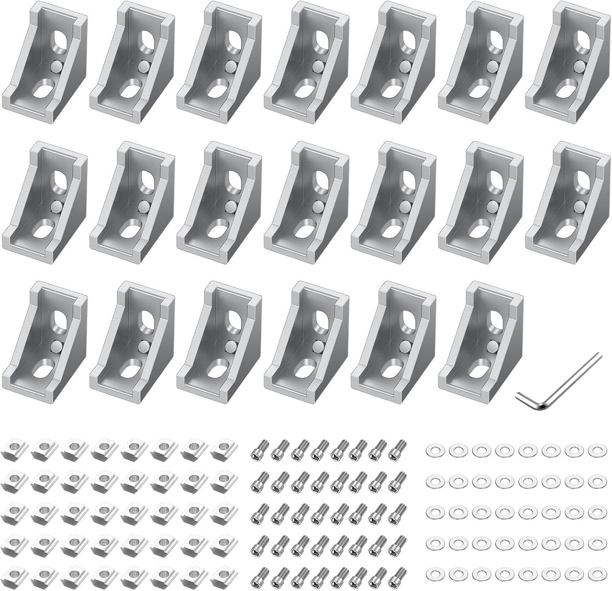 20pcs 2020 aluminum profile corner joints silver - ShopVlot