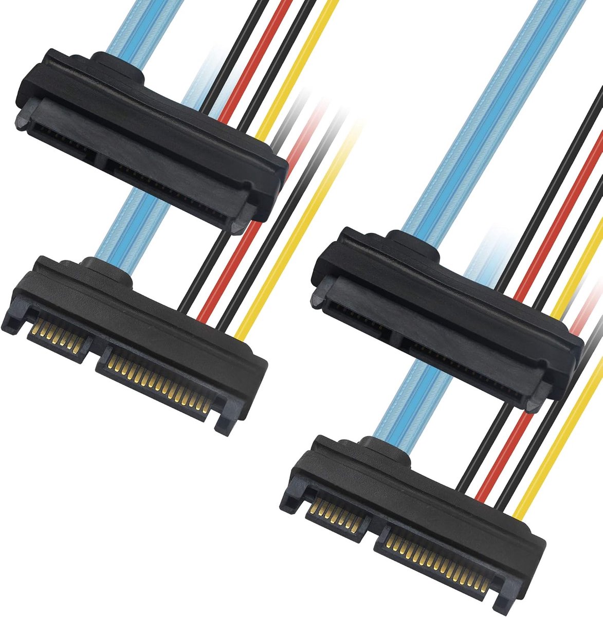 SATA3.0 22PIN (15+7) Data and Power Combo Extension Cable-2pcs, Serial ATA Male to Female Extension Cable Wire-1.5FT. - ShopVlot