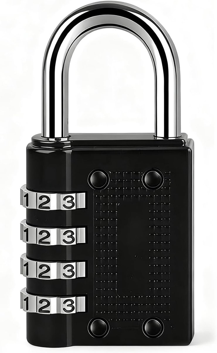 4 Digit Metal Combination Lock Black Padlock with Adjustable Code for Cabinet, Door, Suitcase and Bag, Keyless and - ShopVlot