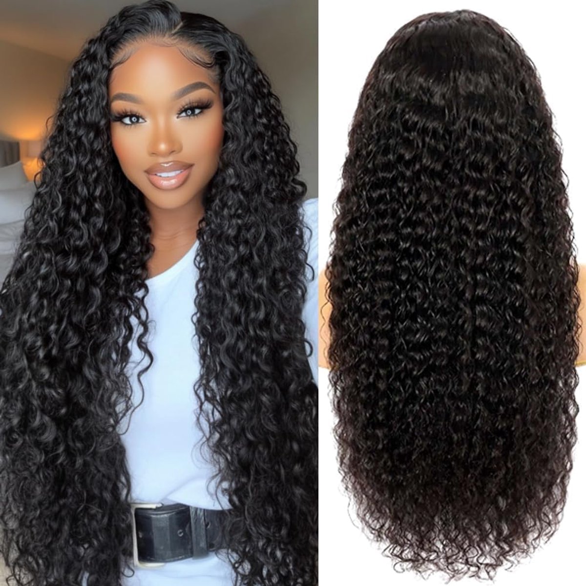 Curly Human Hair Half Wig for Black Women, 180% Density, 3 in 1 Half Wig, Human Hair, 22 Inches, Spiral Curly Wear and - ShopVlot