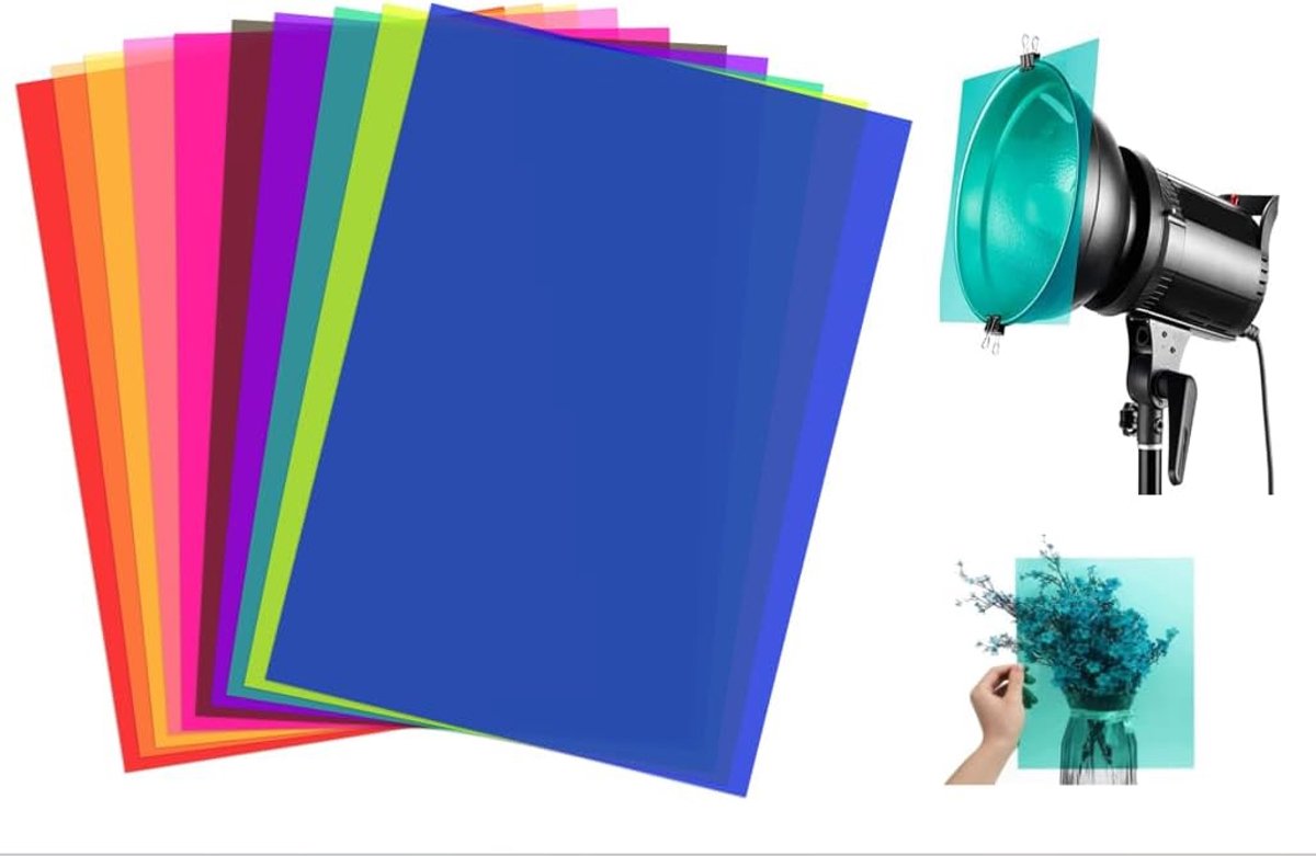 Pack of 20 Transparent Colour Films, Gel Colour Filter, 0.3 mm Thick Colour Film, Colour Film, 29.7 x 21 cm, for Photo - ShopVlot
