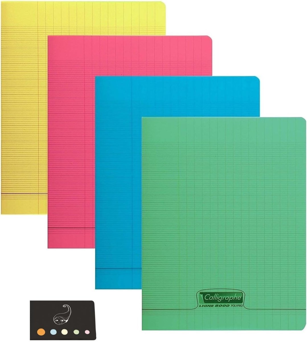 Blumie Shop 4 notebooks, 24 x 32 – 140 pages – polypropylene envelope – large windows + 1 ruler bookmark of wood - ShopVlot