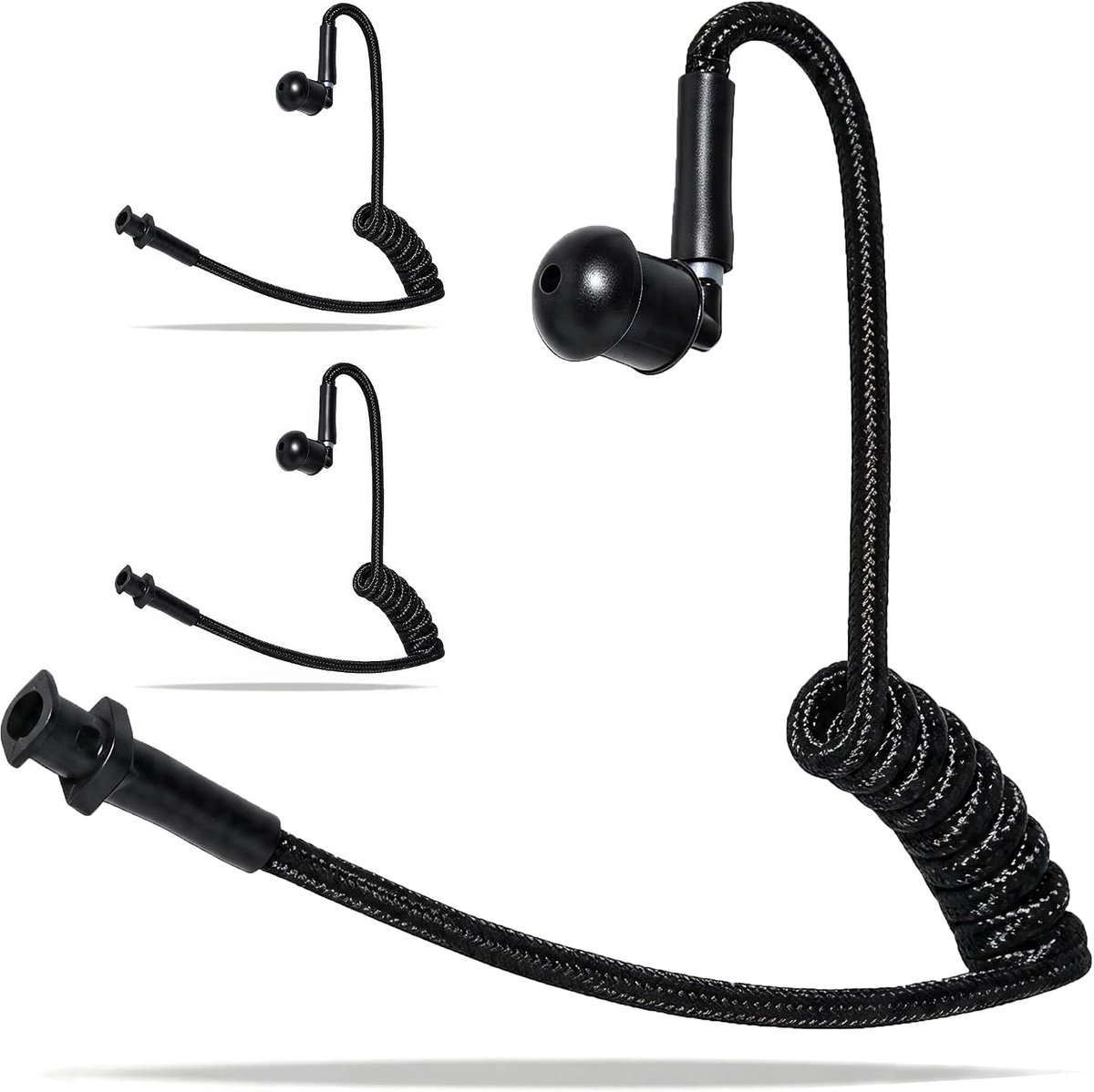 HYS Nylon Sound Tube Accessories for Radio Devices Earbuds, Security Sound Tube, Police Headphones, Black, Pack of 3 - ShopVlot