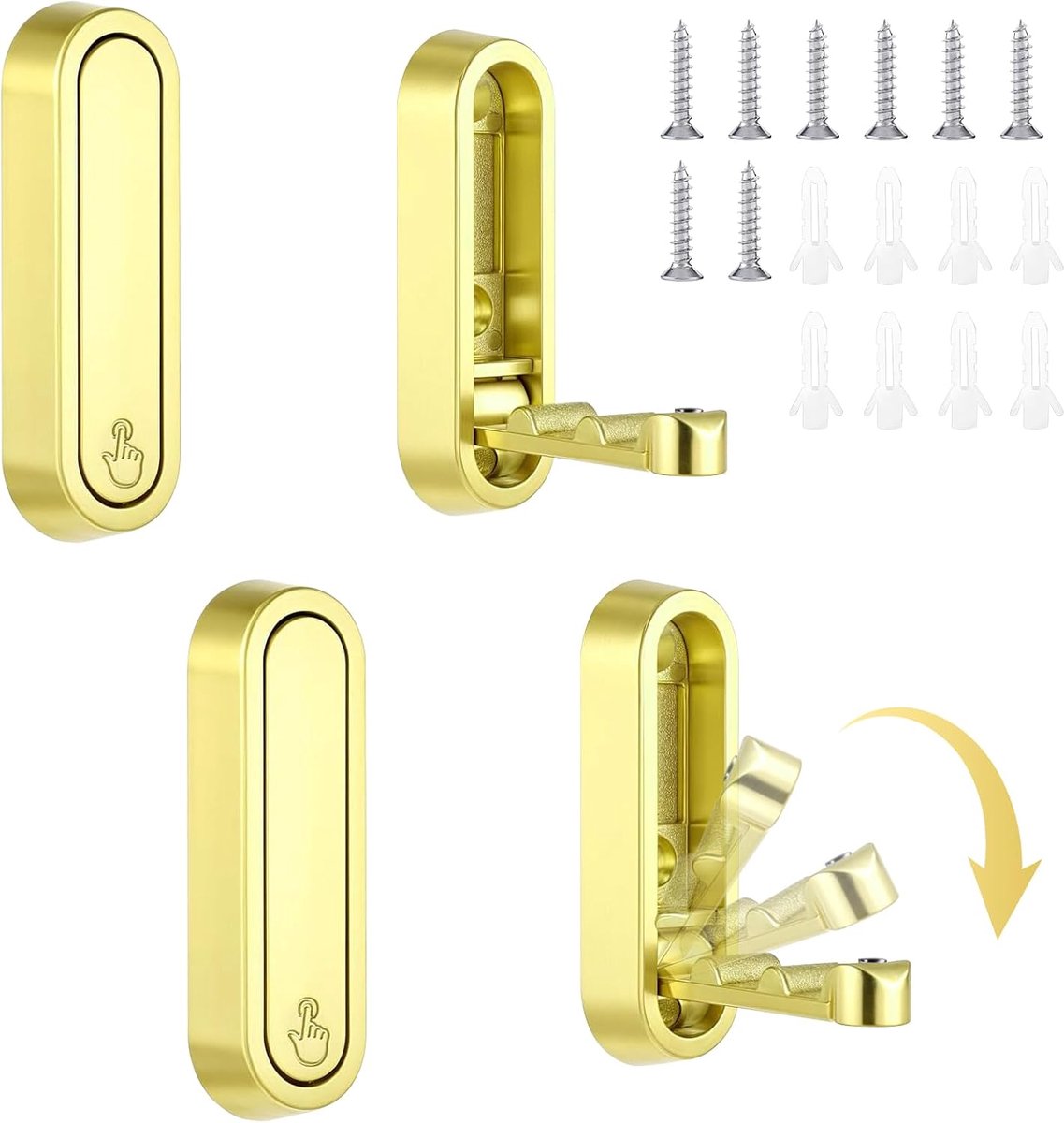 Set of 4 Folding Wall Hooks, Robust Folding Coat Hooks, Zinc Alloy for Bathroom Towel Hook for Hanging Jacket, Bag - ShopVlot