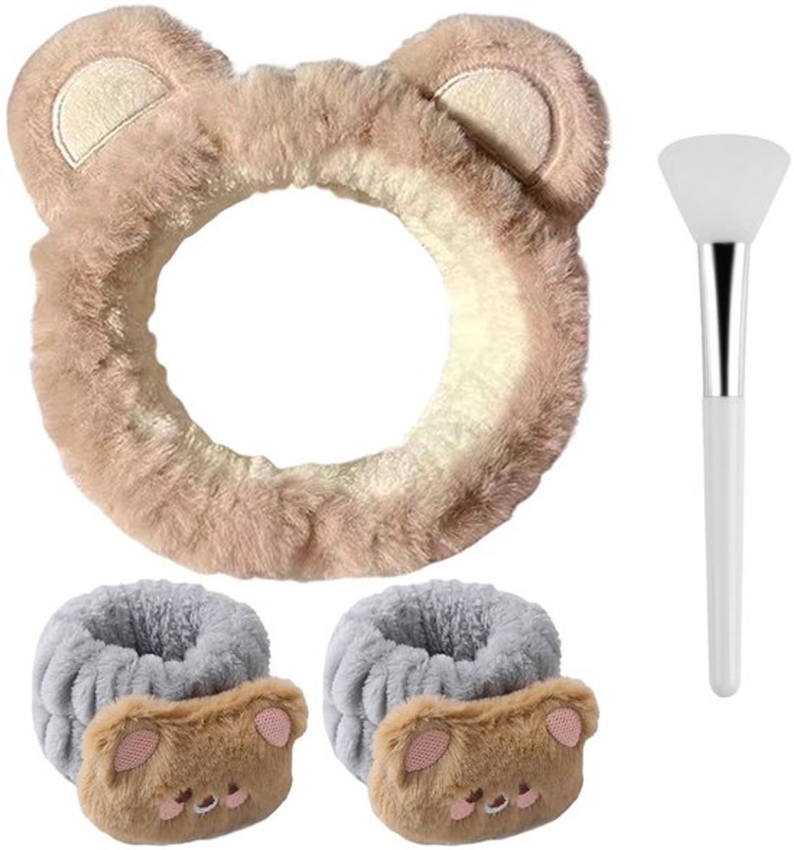Hoofdband Zacht Pluismateriaal - Make-up Hoofdband - Huidverzorgingshoofdband - Berenoren Hoofdband - Polsband - Maskerschraper - Haarband