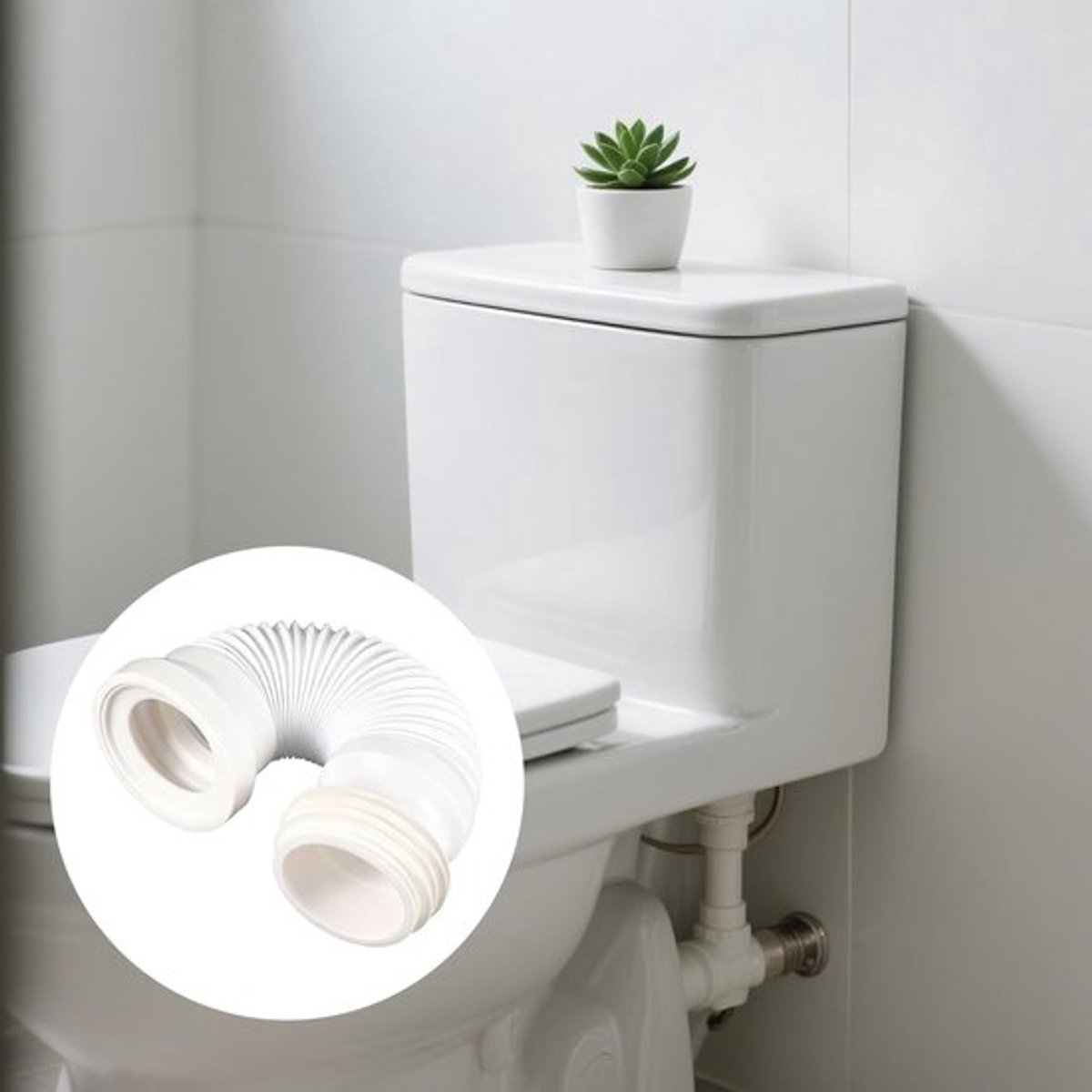 WC-aansluitpijp instelbare lengte 110/130 mm - toilet afvoerpijp - sifonpijp - corrosiebestendig kunststof - eenvoudig te installeren - duurzaam