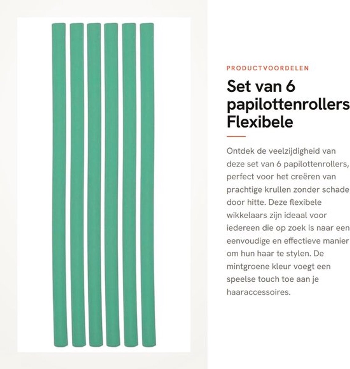 Set van 6 papilottenrollers - Flexibele krulspelden - Eenvoudig in gebruik - Mintgroen - Krullend haar - Geschikt voor alle haartypes - K...