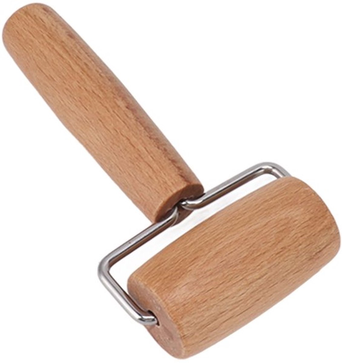 Deegroller Antikleef - Houten Deegroller - Roestvrij Stalen Kern - 13 x 7 x 3 cm - Voor Koekjes/Pizza/Tortilla's - Lichtgewicht 71 g