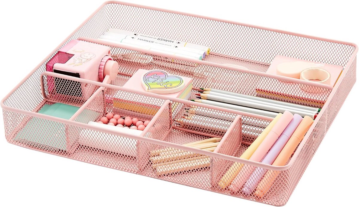 Bureau Organizer - Metalen Mesh met Indelers - Voor Kantoorbenodigdheden - Houdt je bureau opgeruimd - ShopVlot