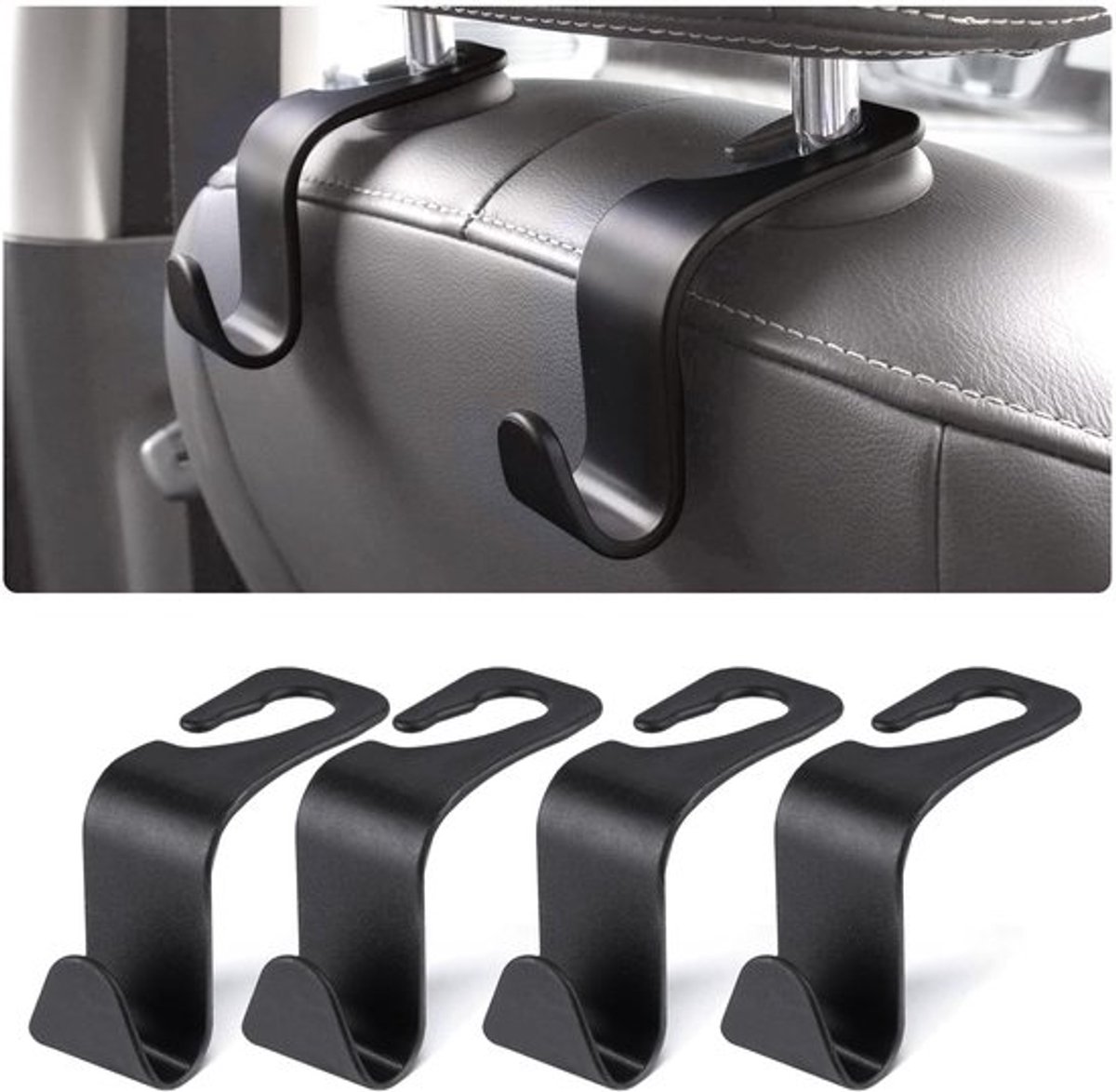 Auto haken - Multifunctionele opslag haken - Stevig en duurzaam - 4 pack - Handige organisatie - Geschikt voor elke auto