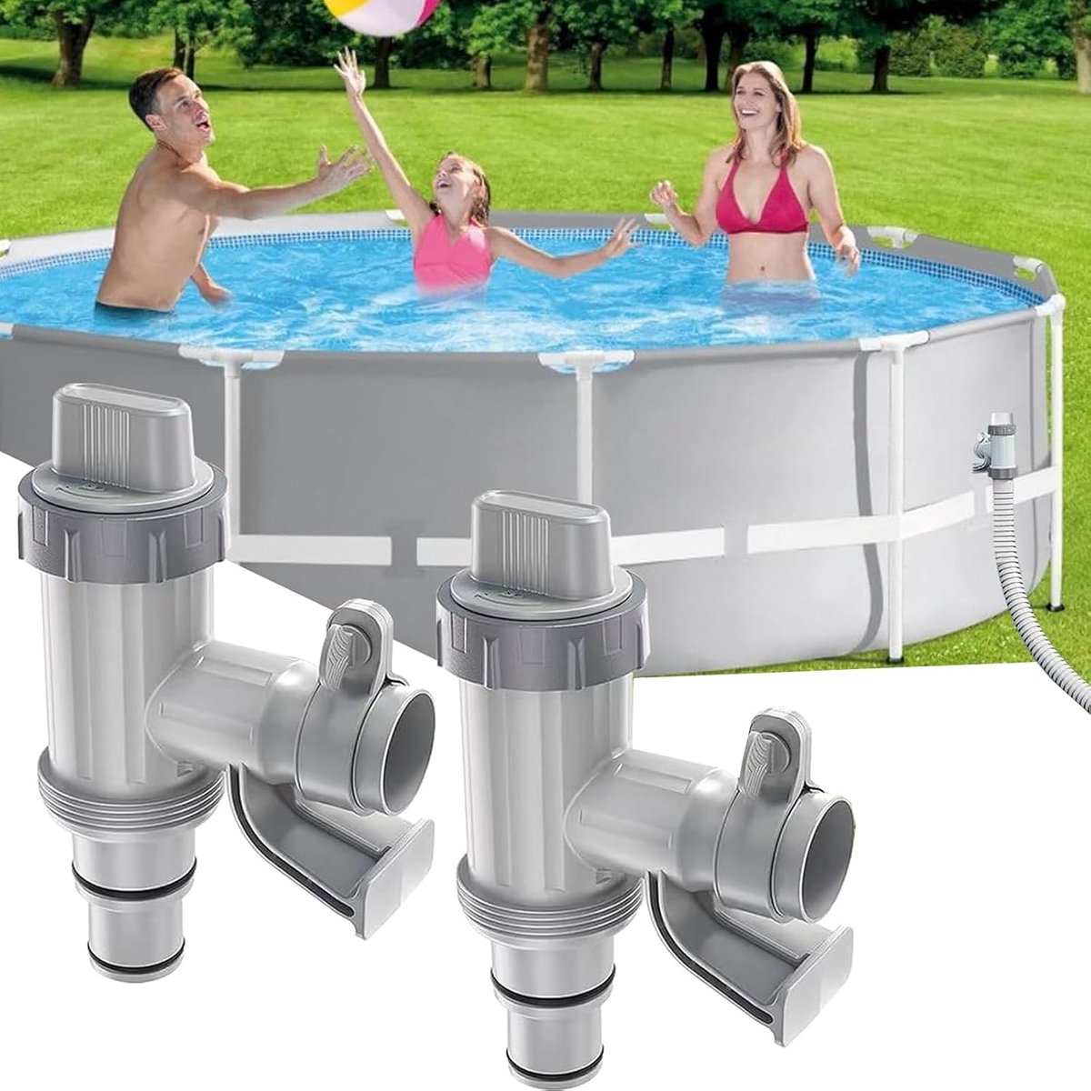 Pool Plunger Valve Plus for Above Ground Pool, 2-in-1 Piston Valve Pool Spare Parts, Pool Accessories for - ShopVlot