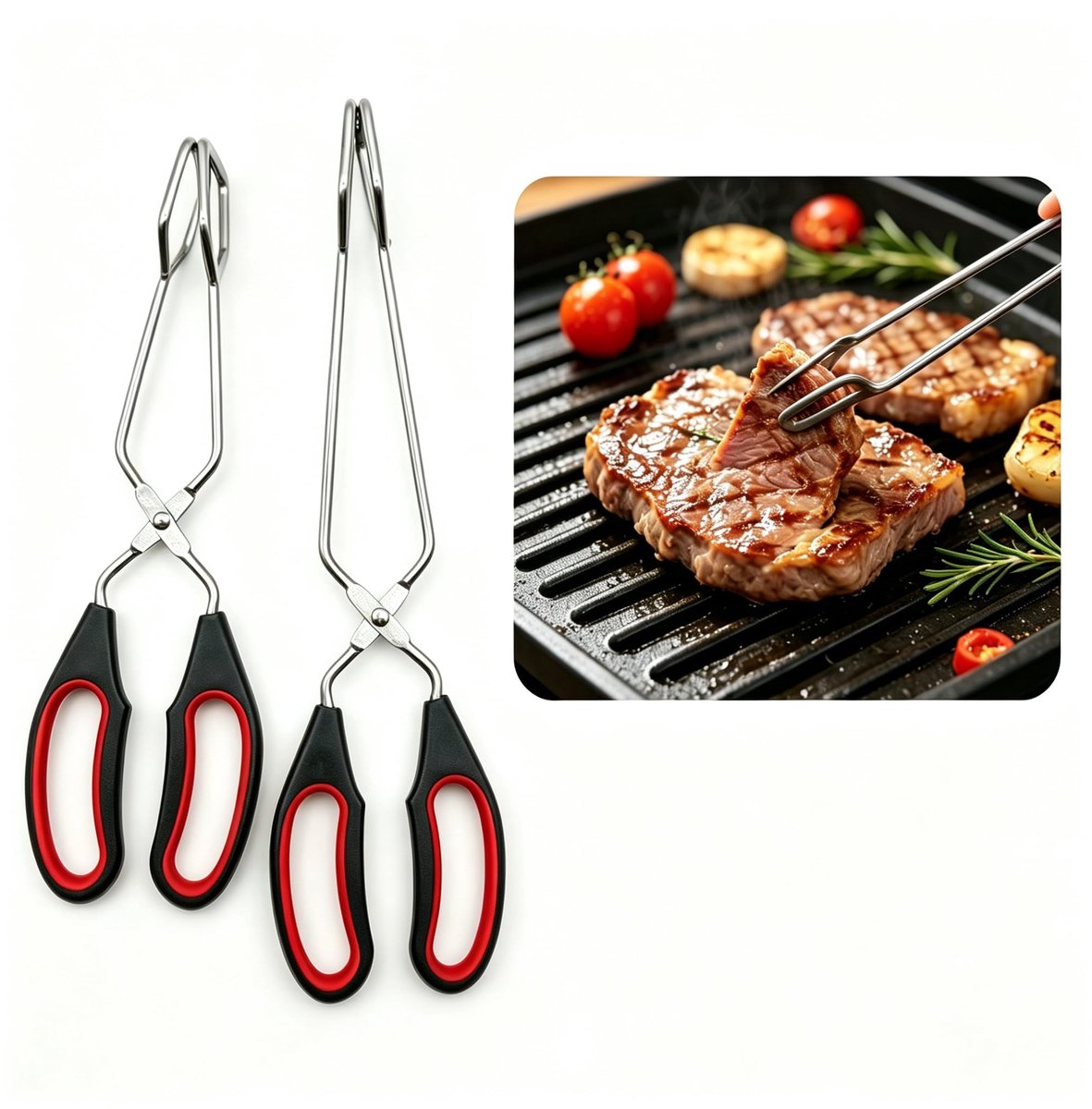 Schaartangen 2 stuks - roestvrij staal - antislip en hittebestendig - ideaal voor barbecue en keuken - ShopVlot