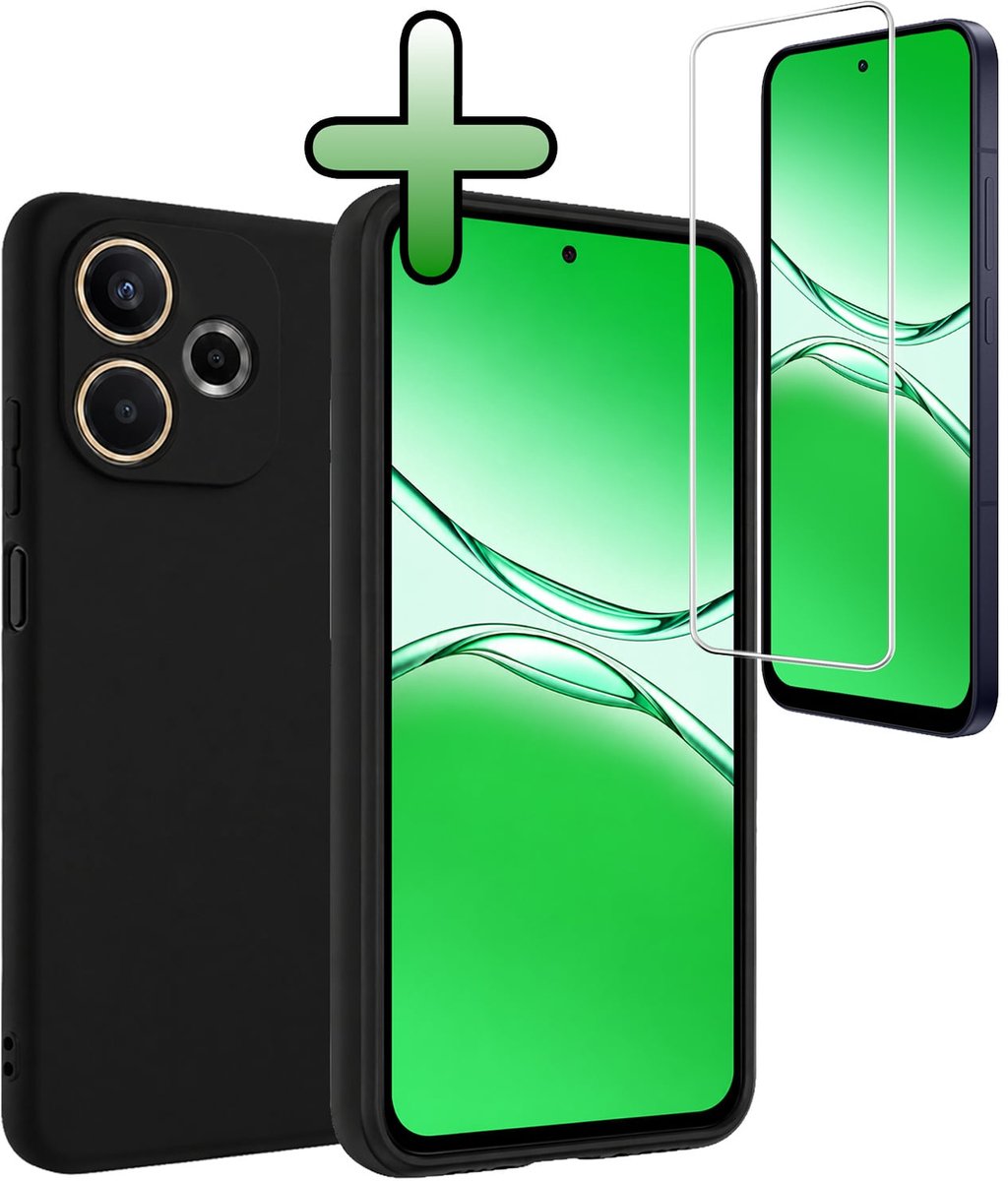 Hoesje Met Screenprotector - Geschikt voor OPPO A5 Pro - Sterk & Shockproof - Back Cover - Siliconen Case - Telefoon Hoes - Zwart