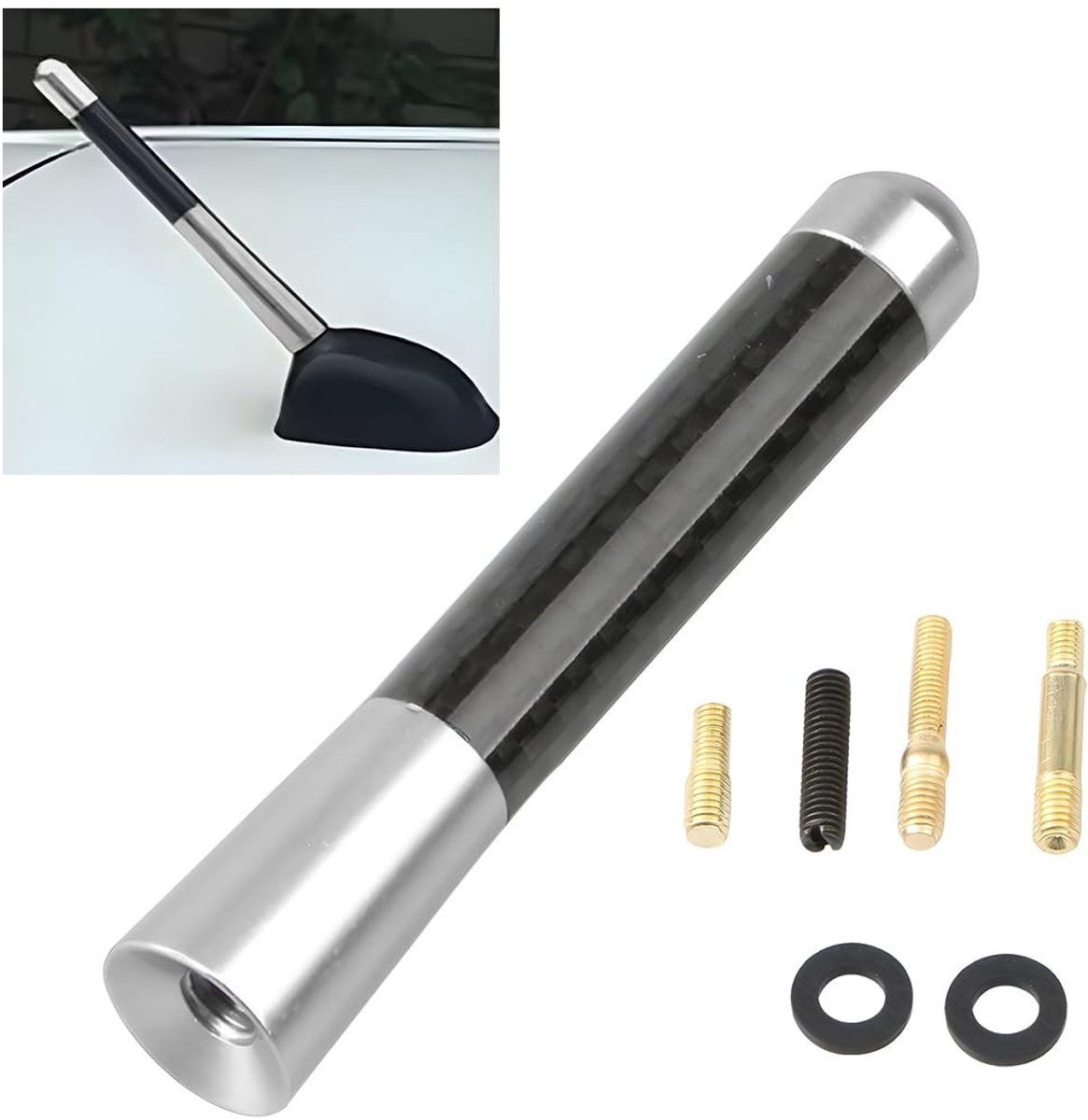 Solidchoice - Korte Auto Antenne van Carbon Fiber voor Verbeterde Radio-ontvangst