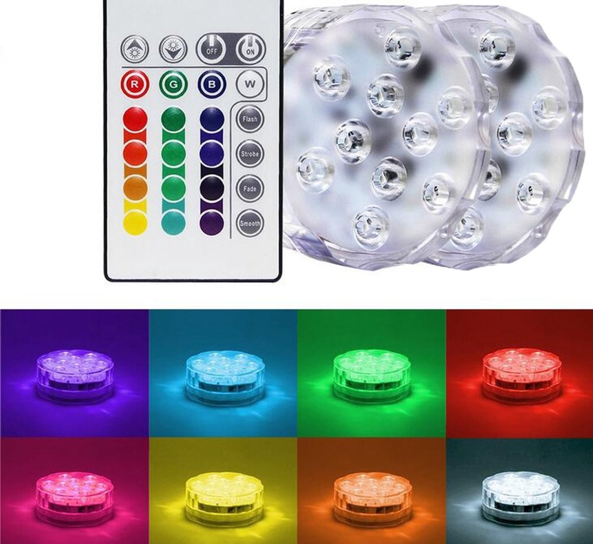 Solidchoice - RGB LED Onderwaterverlichting met Afstandsbediening (2 Stuks)