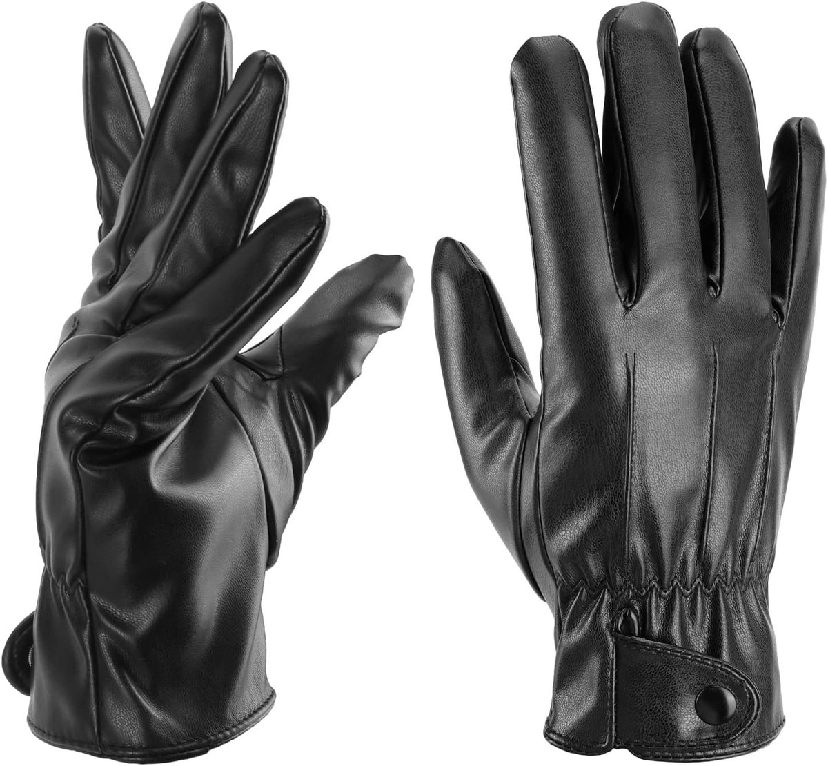 Dames Leren Handschoenen - PU Leren Handschoenen - Verlengde Mouwen - Winddicht en Warm voor Autorijden - ShopVlot