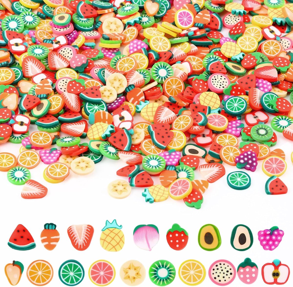 Fruitkralen 10 mm - zachte polymeerschijven - kleurrijke variëteiten - ideaal voor kunstprojecten - ShopVlot