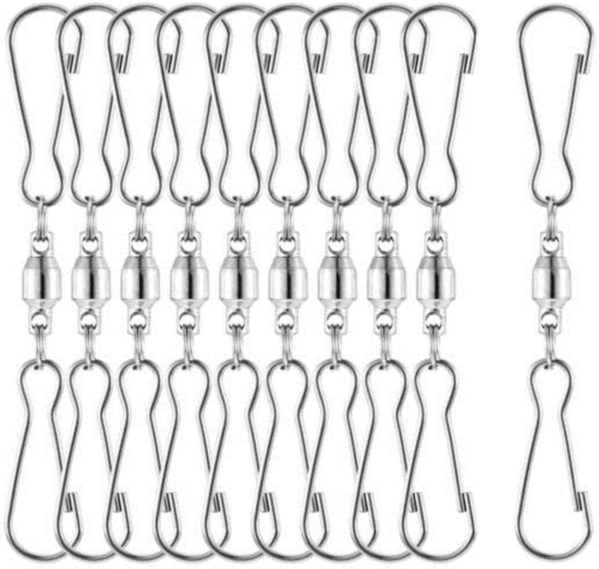 Hangende haken 10-pack - RVS draaibare clips - Voor windvangers en voederhuisjes - Ideaal voor binnen en buiten - ShopVlot