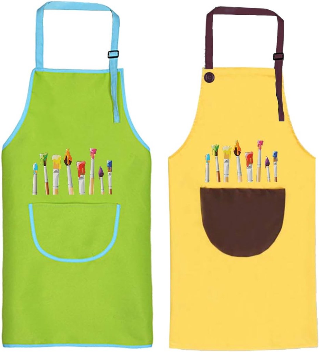 Kinderschort 2 Stuks - Verstelbaar, Met Pocket - Voor Bakken, Schilderen, Creatief - ShopVlot