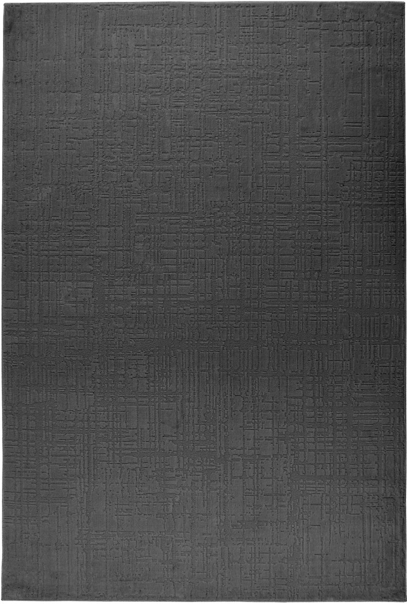 Padiro laagpolig vloerkleed 200 x 290 cm - donkergrijs - modern abstract design - met reliëf - geschikt voor vloerverwarming - van polyester