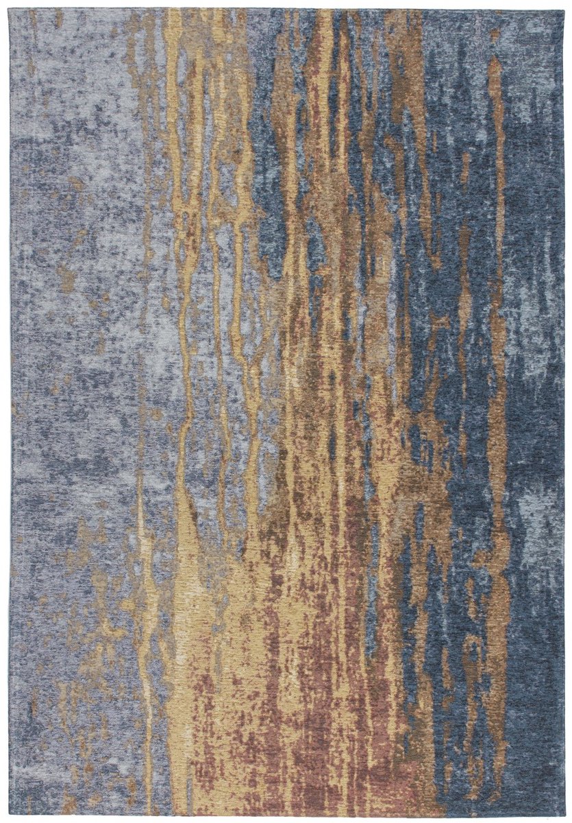 Padiro laagpolig vloerkleed 115 x 170 cm - beige / blauw - modern abstract design - geschikt voor vloerverwarming - van polyester en katoen