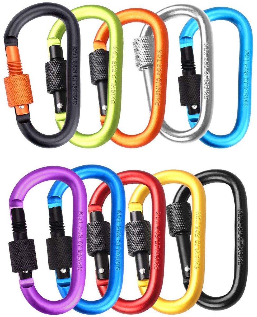 Solidchoice - 10 Kleurige Aluminium Carabiners voor Outdoor Activiteiten